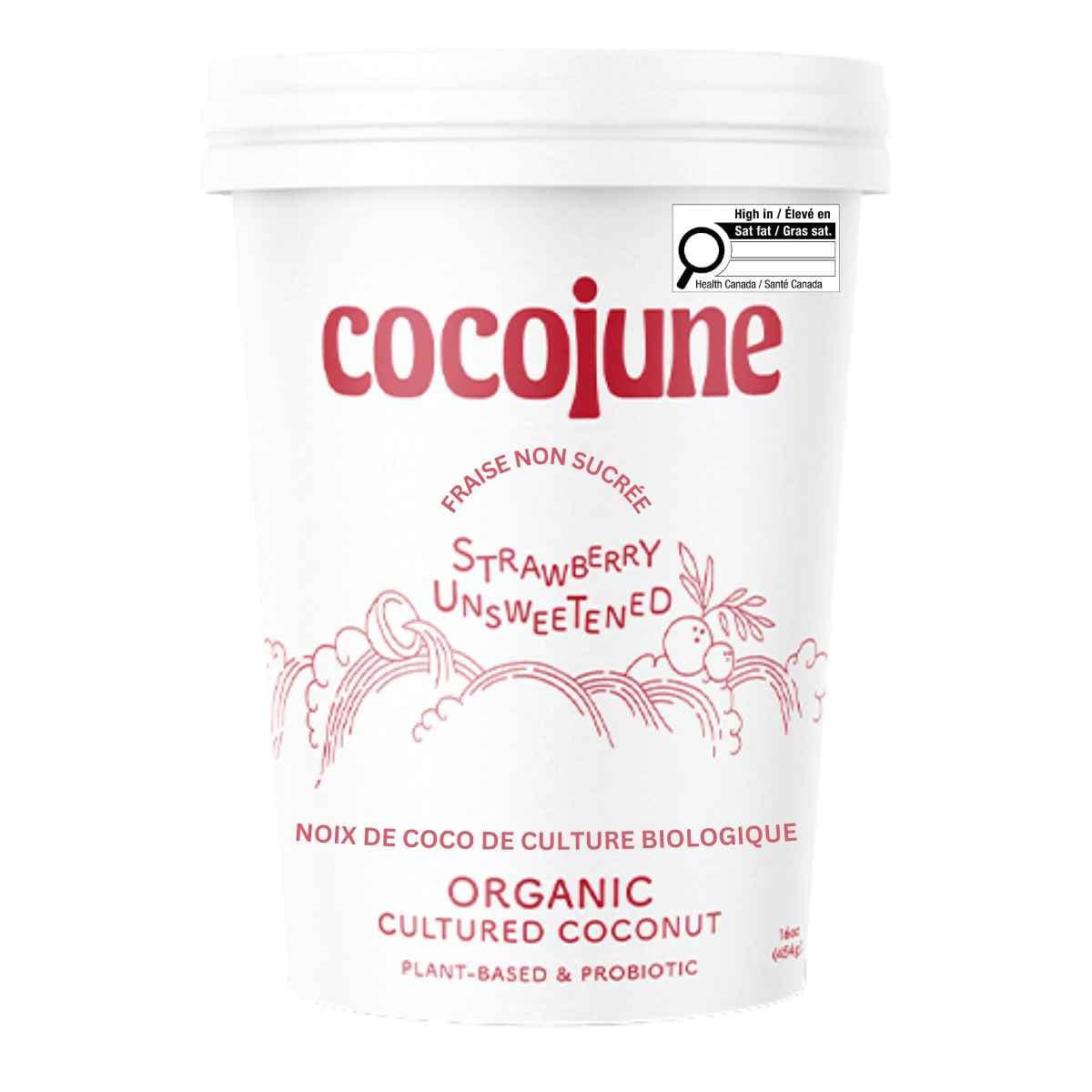 Cocojune Organic Cultured Coconut Yogurt Unsweetened Strawberry, 454g