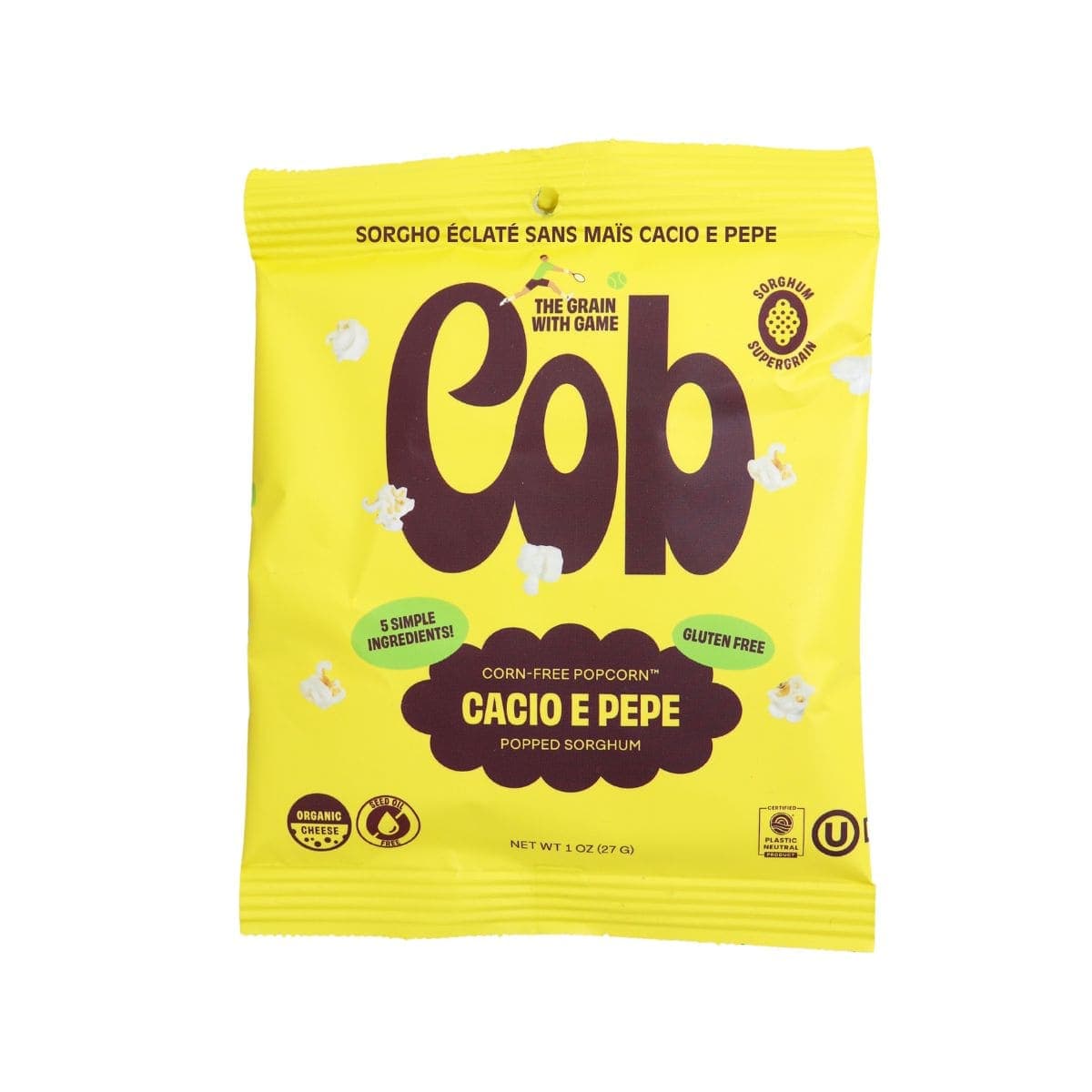 Cob Foods Corn-Free Popcorn Popped Sorghum Cacio E Pepe, 27 g