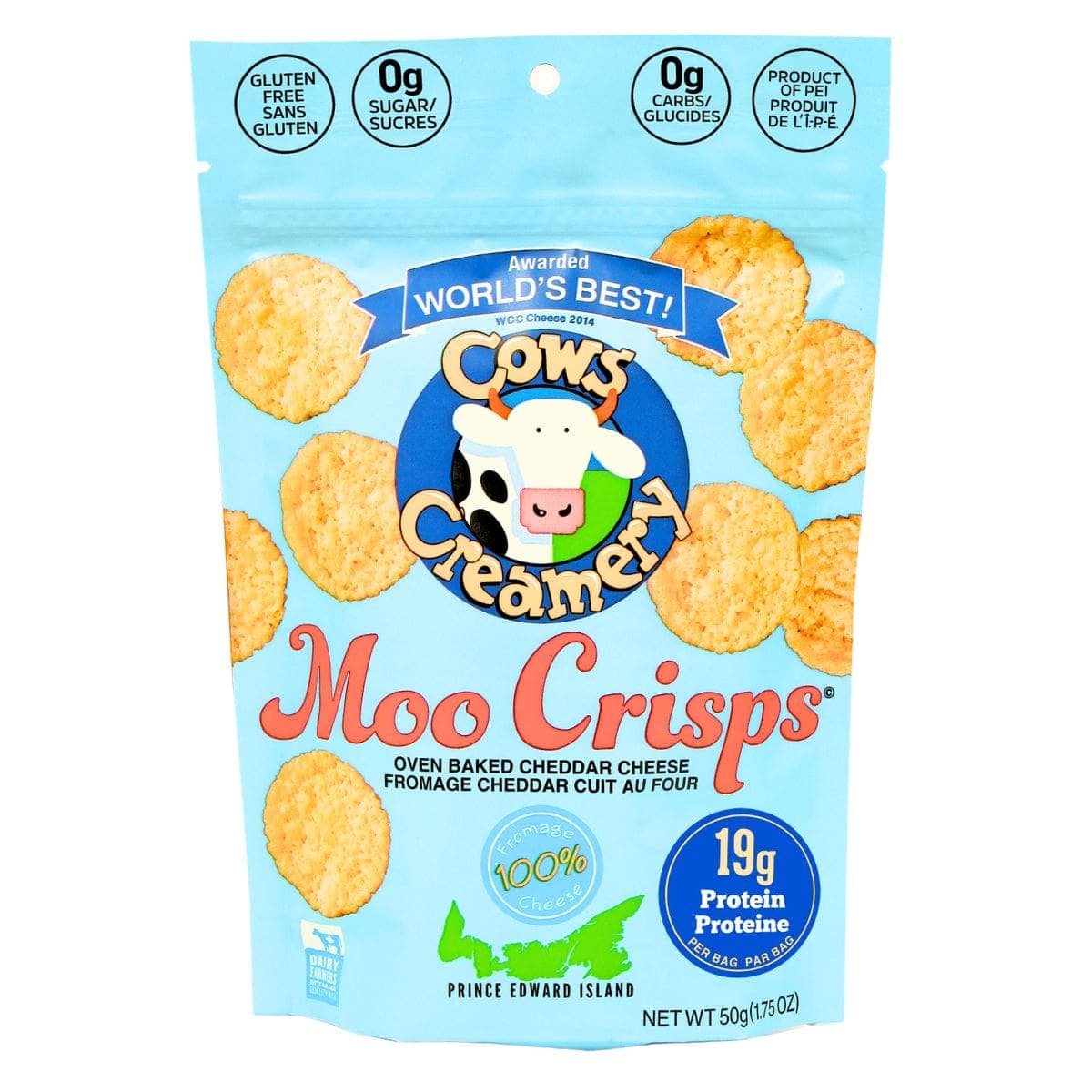 COWS Creamery Moo Crisps Oven Baked Cheddar Cheese, 50g