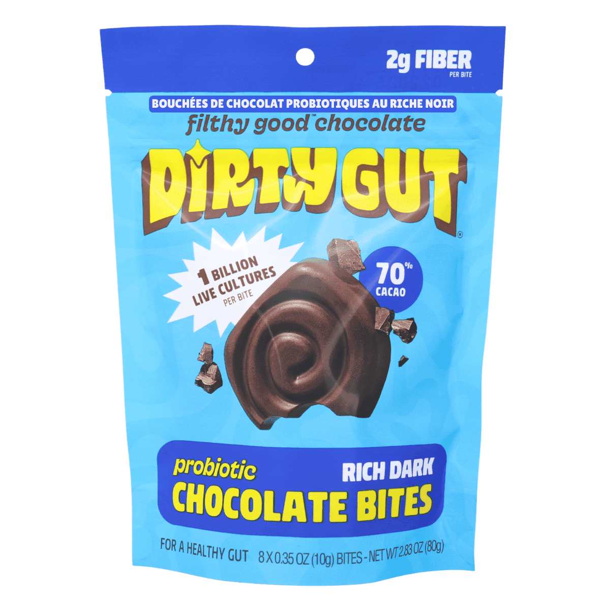 Dirty Gut Probiotic Chocolate Bites Rich Dark, 80g