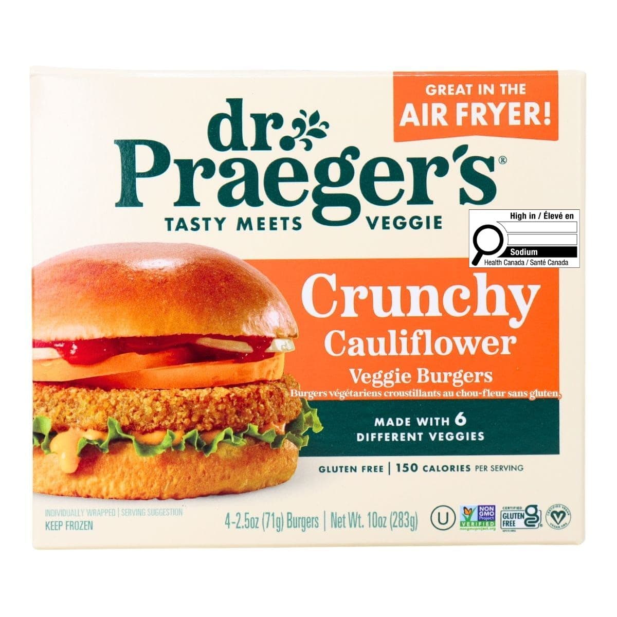 Dr. Praeger’s Gluten-Free Crunchy Cauliflower Veggie Burgers, 4 Pack