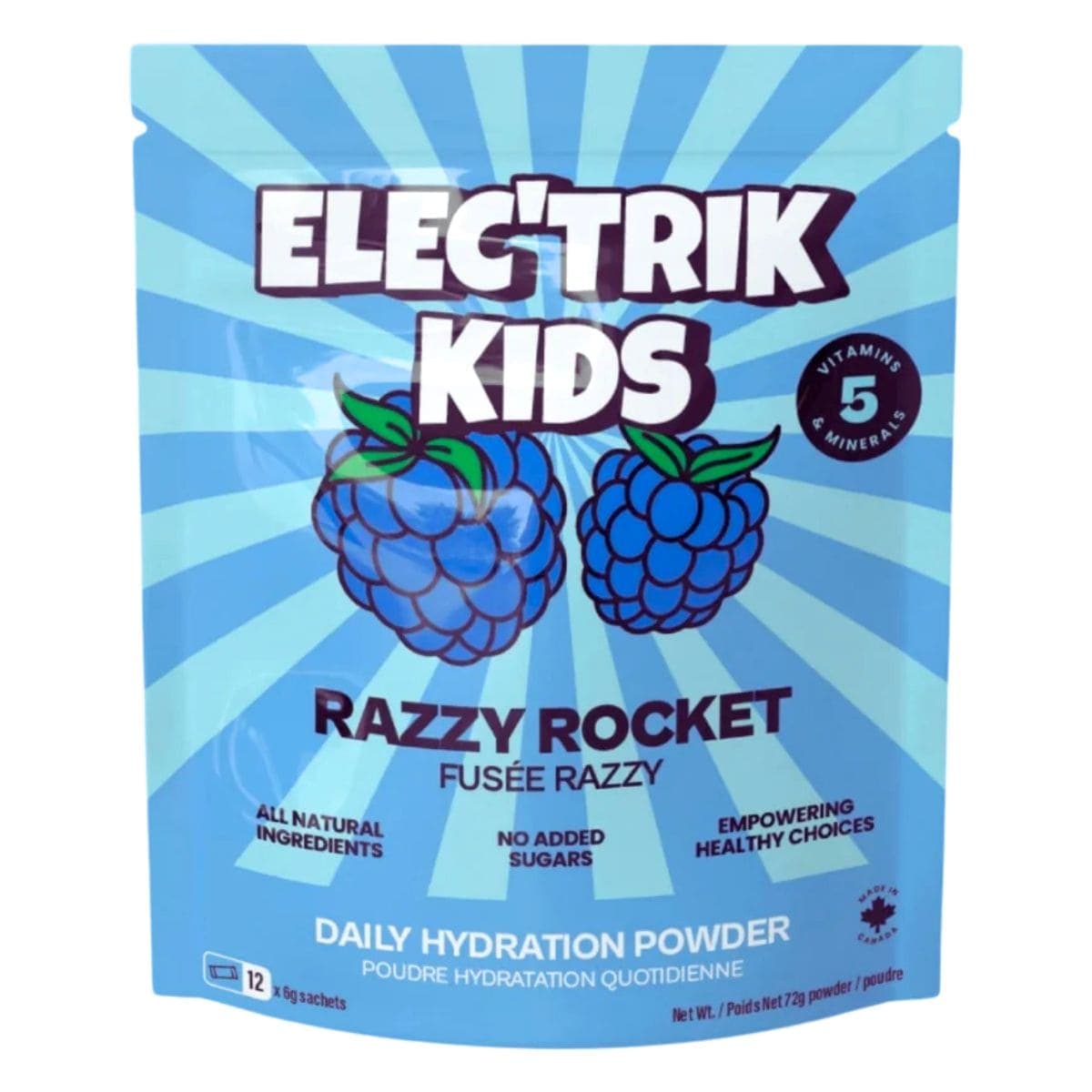 Elec’trik Kids Daily Hydration Powder Razzy Rocket, 12 Packets