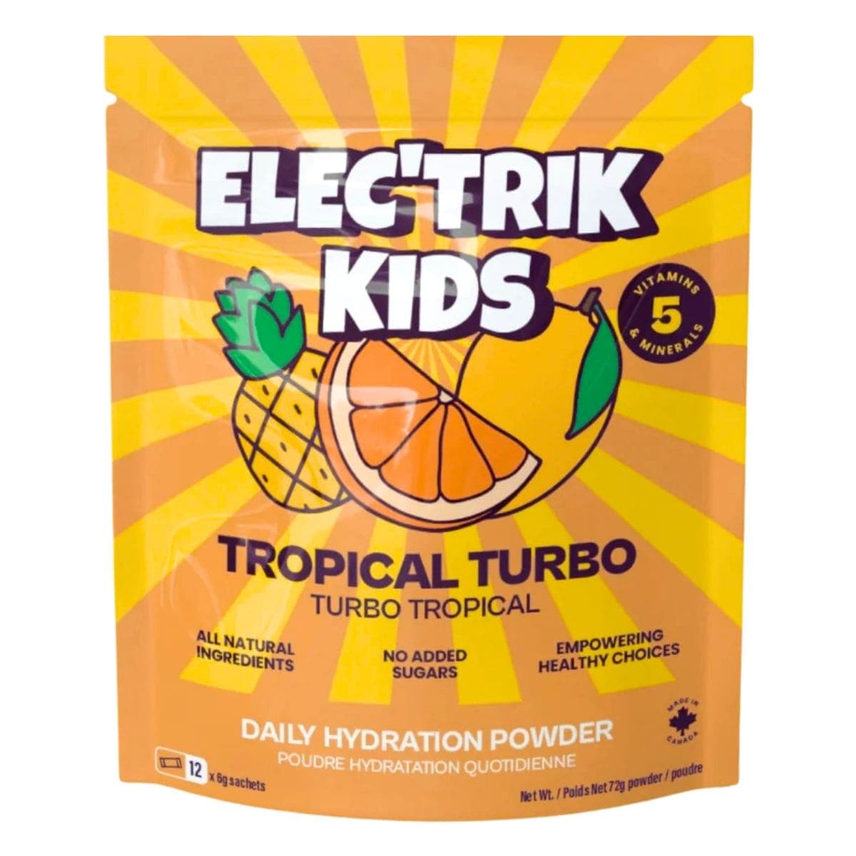 Elec’trik Kids Daily Hydration Powder Tropical Turbo, 12 Packets