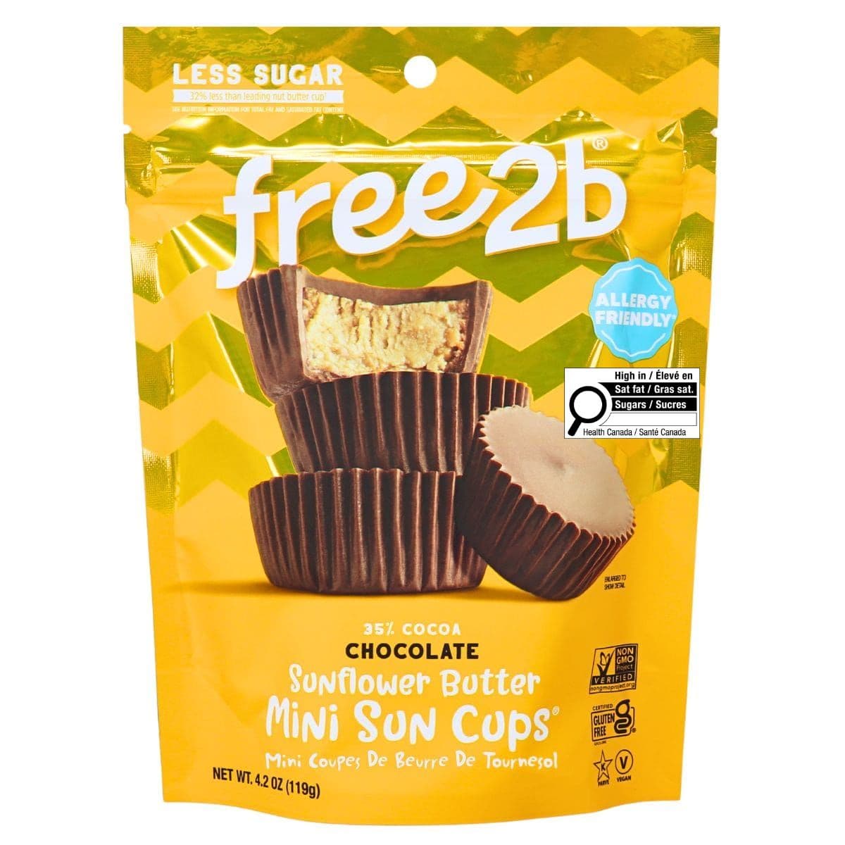 Free2b Chocolate Sunflower Butter Mini Sun Cups, 119g