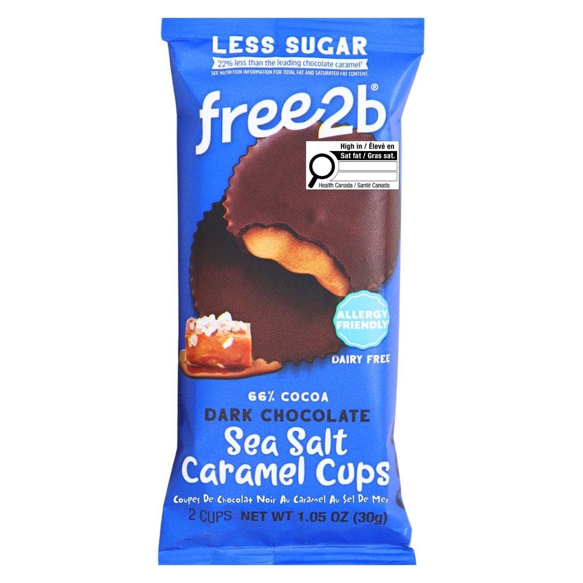 Free2b Dark Chocolate Sea Salt Caramel Cups, 2 Cups