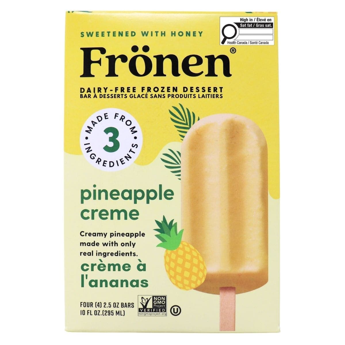 Frönen Dairy-Free Frozen Dessert Bars Pineapple Creme, 4 Bars