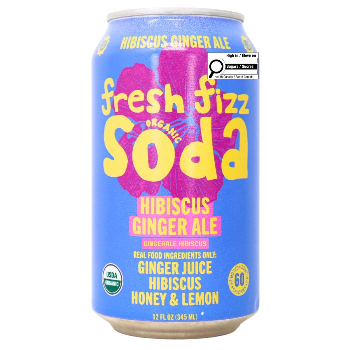 Fresh Fizz Organic Soda Hibiscus Gingerale, 345 ml