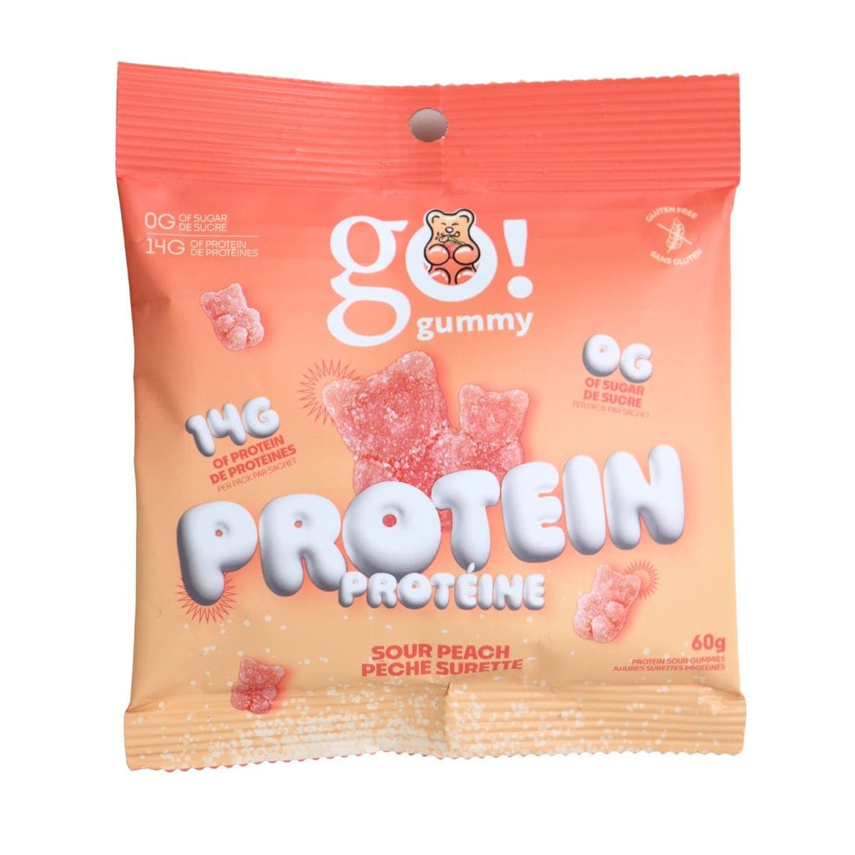 Go! Gummy Protein Gummy Bears Sour Peach, 60g