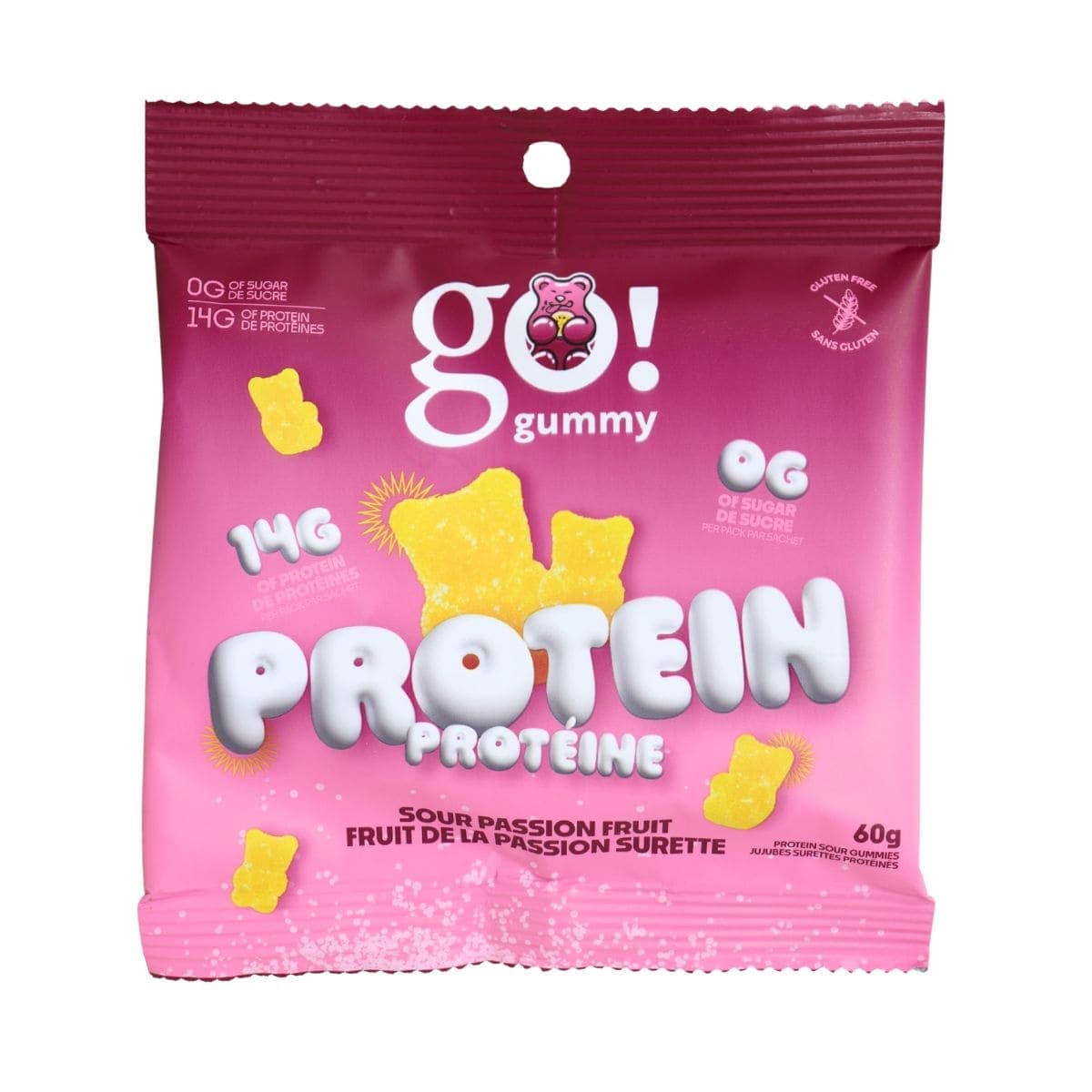 Go! Gummy Protein Gummy Bears Sour Passion Fruit, 60g