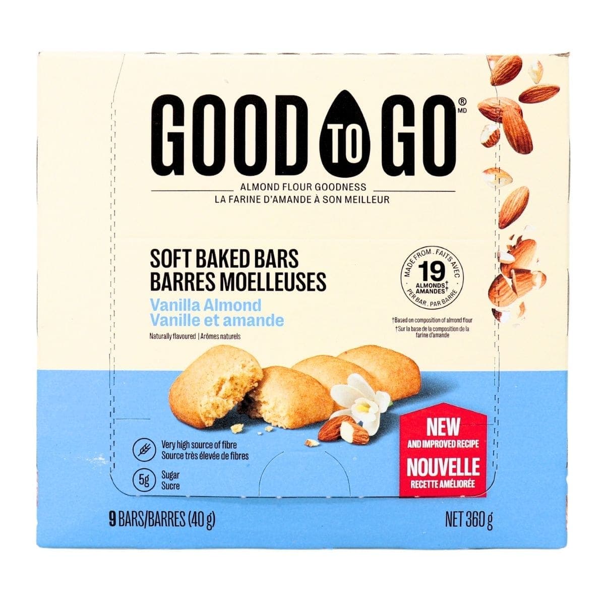Good To Go Almond Flour Snack Bars Vanilla Almond, 9 Bar Pack