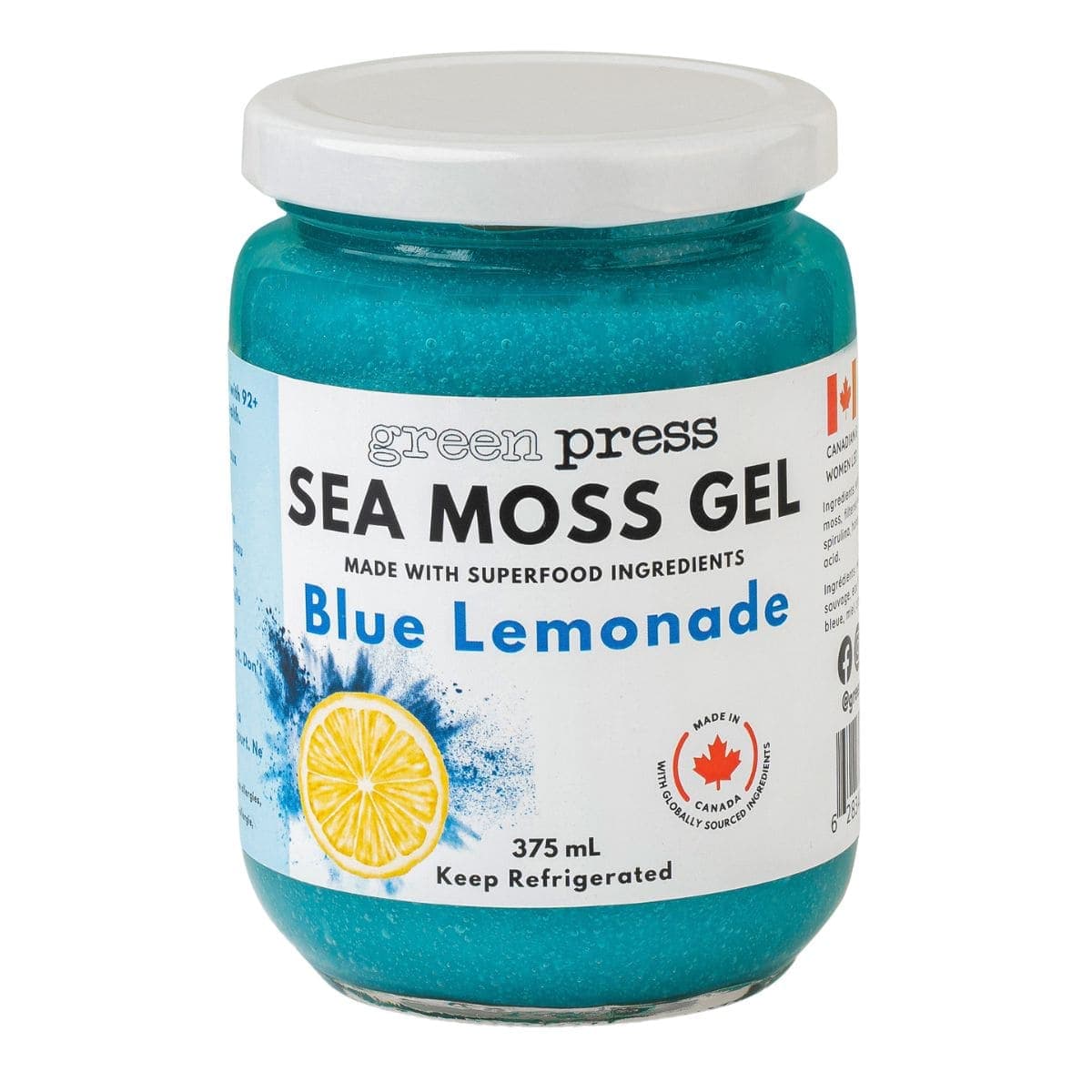Green Press Sea Moss Gel Blue Lemonade, 375 mL