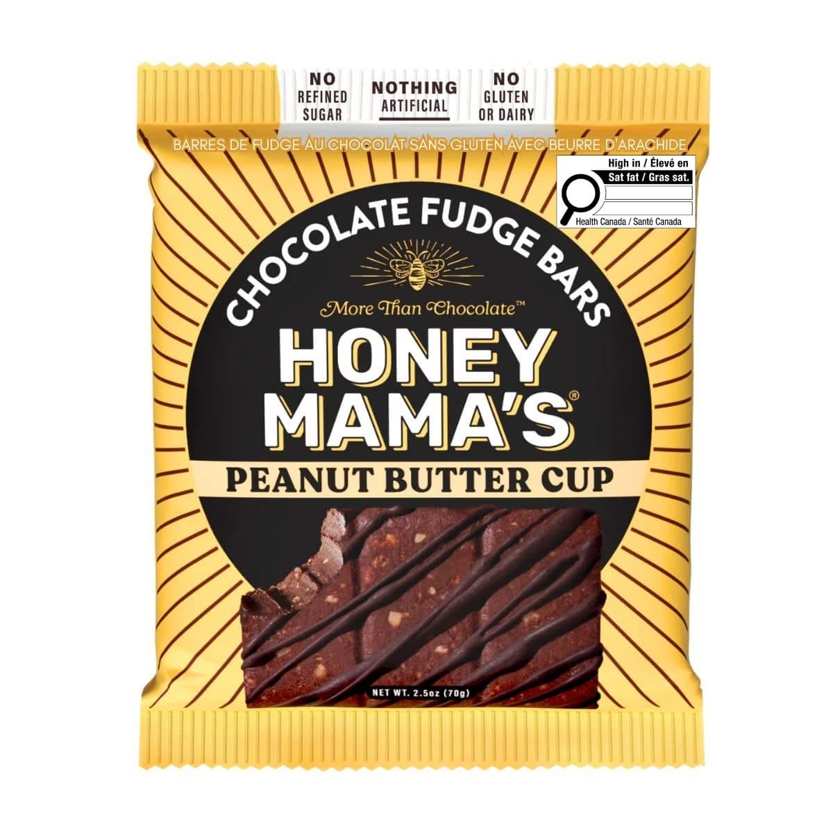 Honey Mama’s Gluten-Free Chocolate Fudge Bars Peanut Butter Cup, 70g