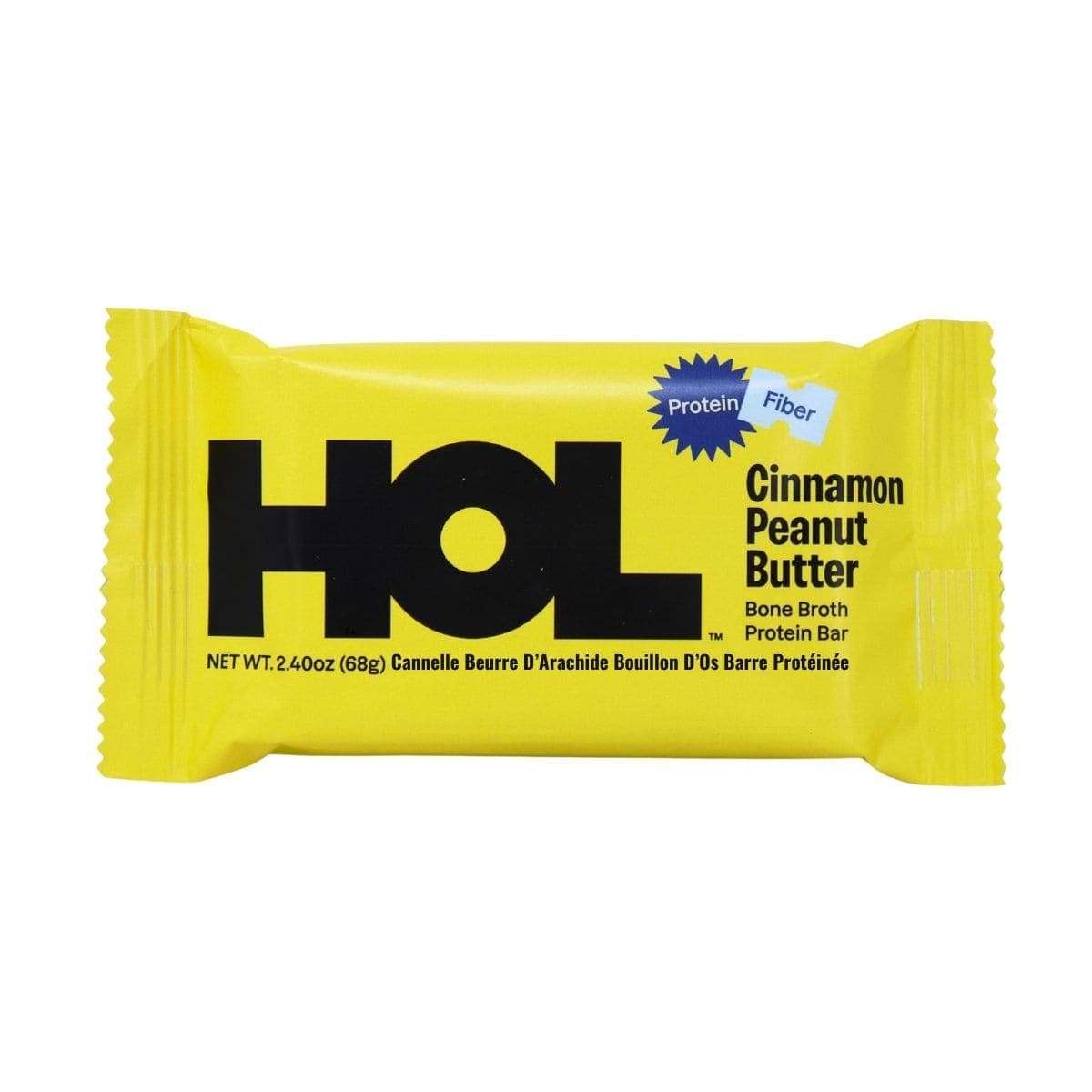 HOL Health Club Bone Broth Protein Bar Cinnamon Peanut Butter, 68 g
