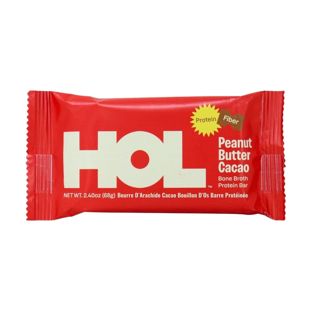 HOL Health Club Bone Broth Protein Bar Peanut Butter Cacao, 68 g