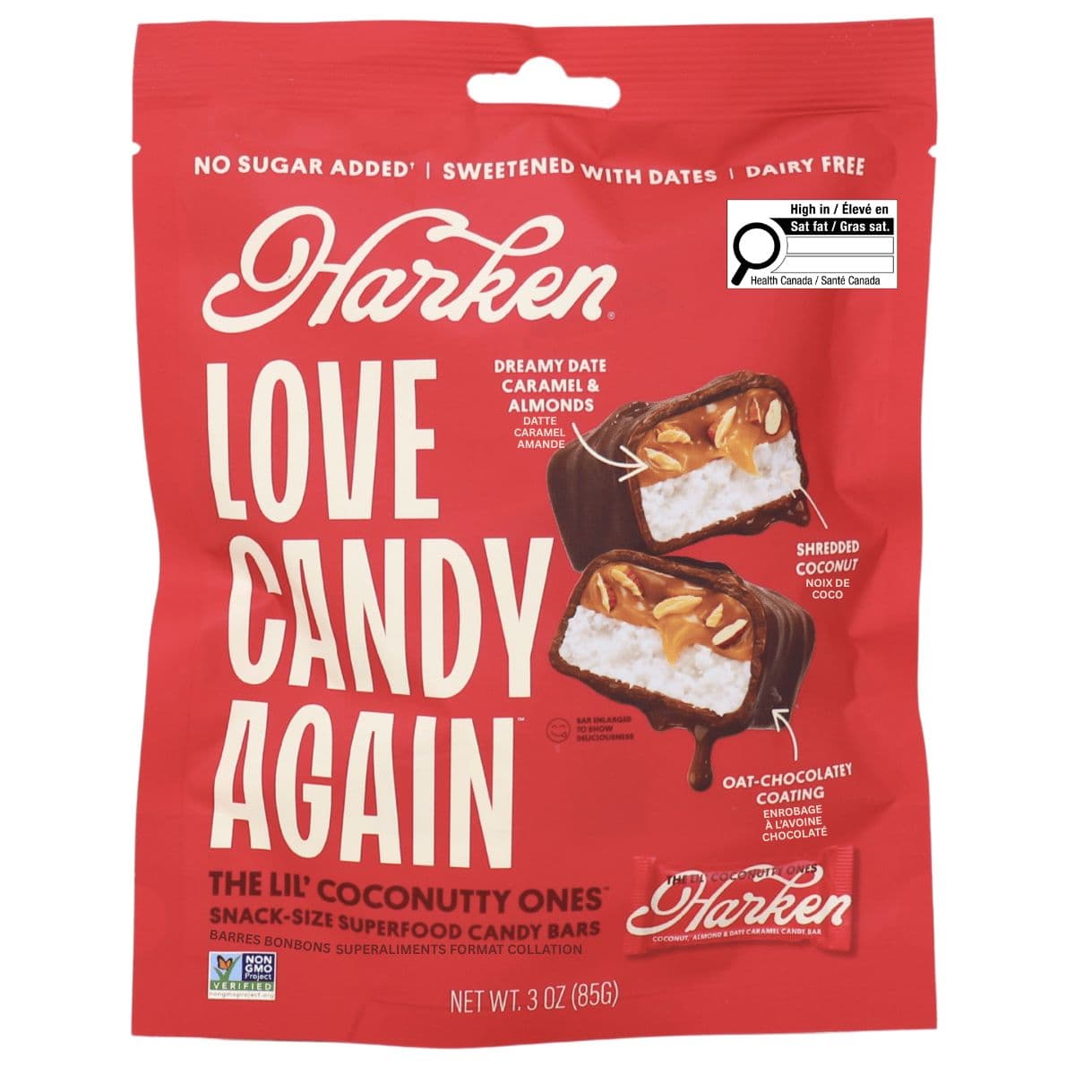 Harken Date Bars Lil Coconutty Ones Caramel Almond Coconut, 85 g