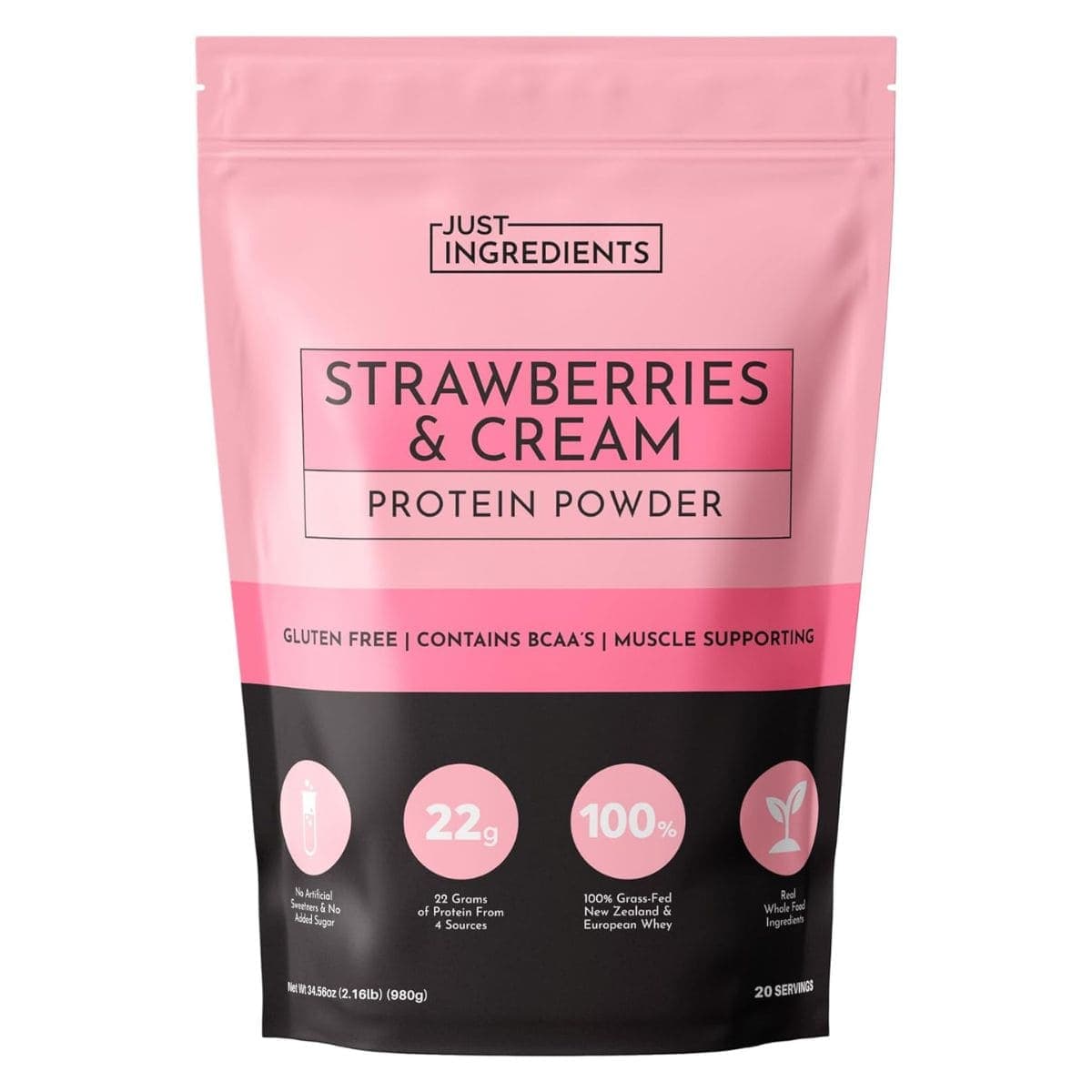 Just Ingredients Protein Powder Strawberries & Cream, 980 g