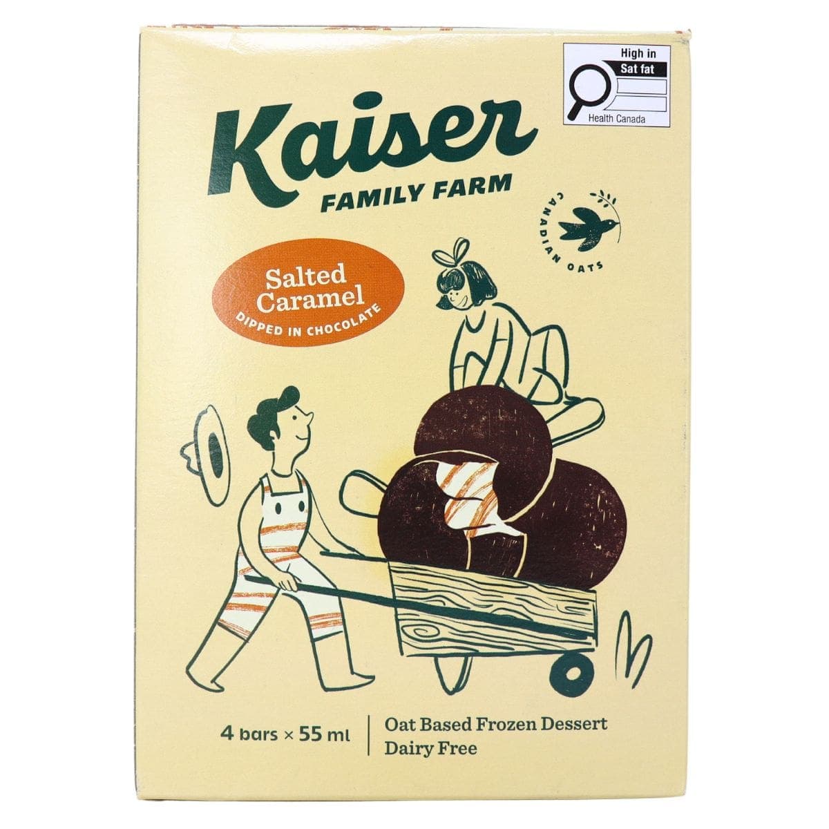 Kaiser Dairy-Free Oat-Based Frozen Dessert Bars Salted Caramel Dipped in Chocolate, 4 bars