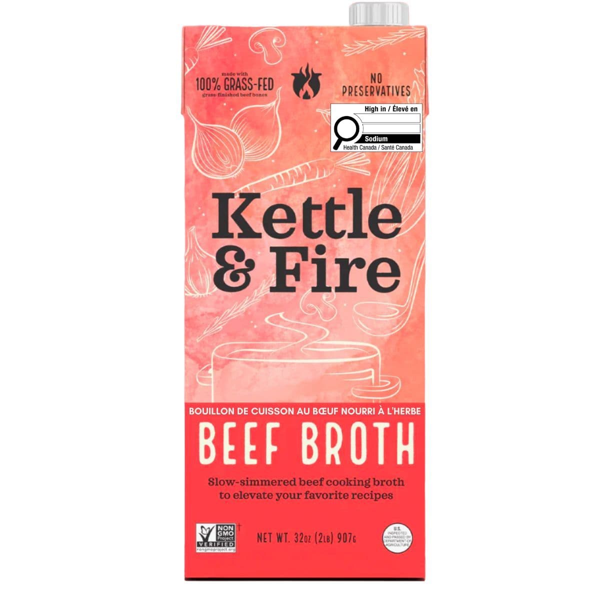 Kettle & Fire Grass-Fed Beef Cooking Broth, 907g
