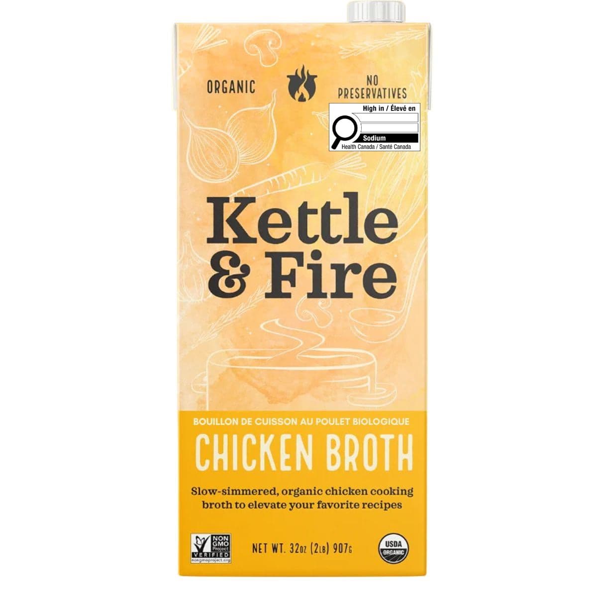 Kettle & Fire Organic Chicken Cooking Broth, 907g
