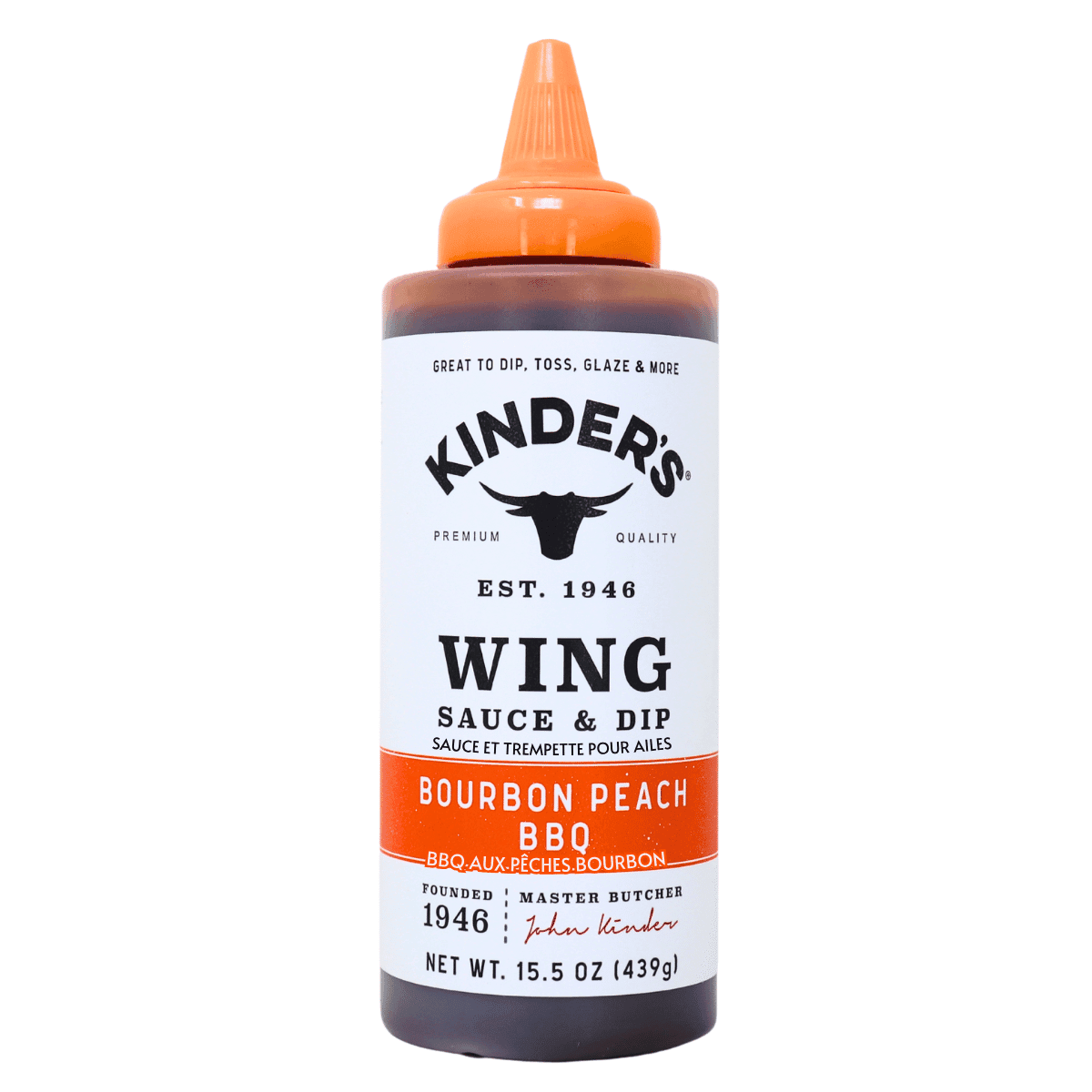 Kinder’s Premium Wing Sauce & Dip Bourbon Peach BBQ, 439g