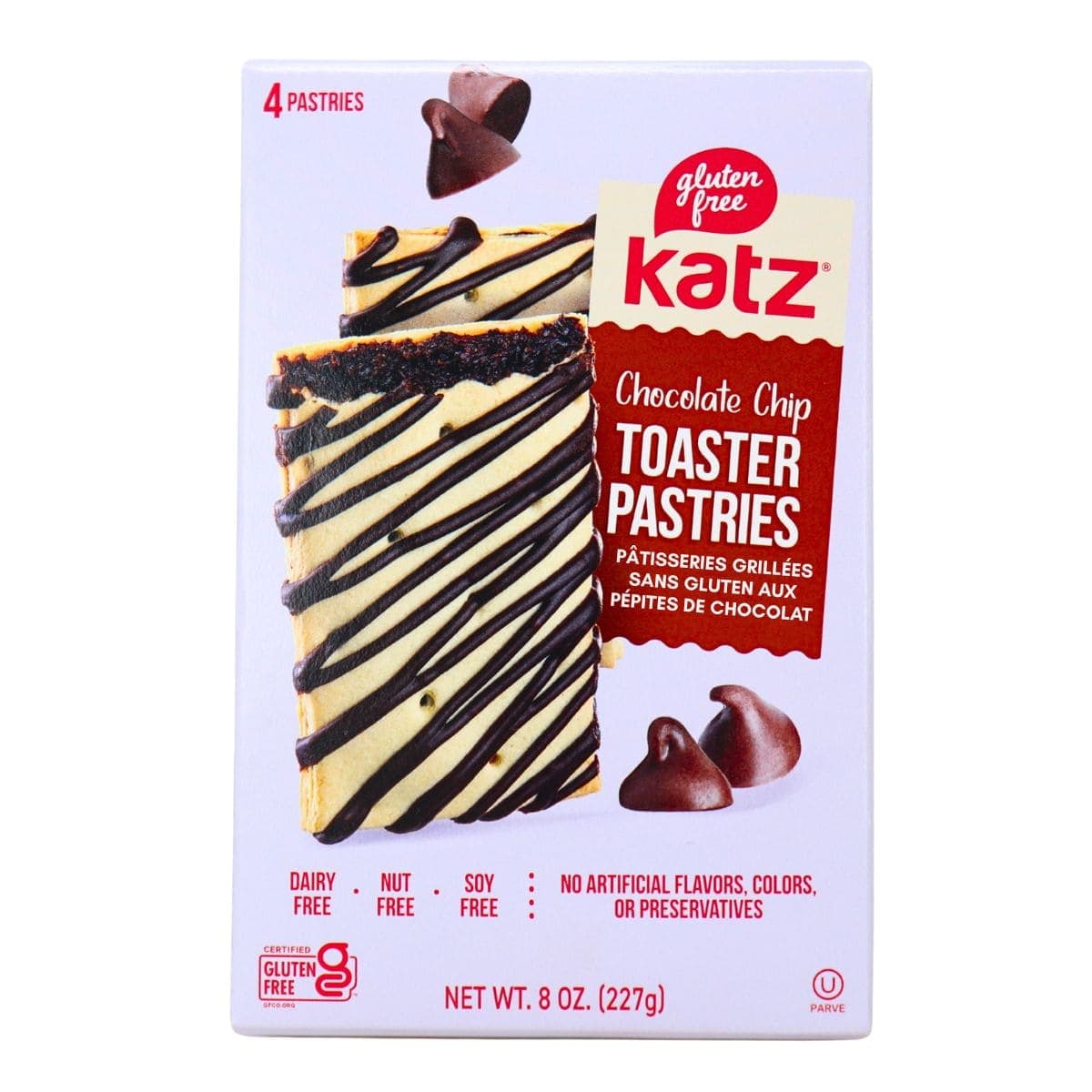 Katz Gluten-Free Toaster Pastries Chocolate Chip, 4 Pack