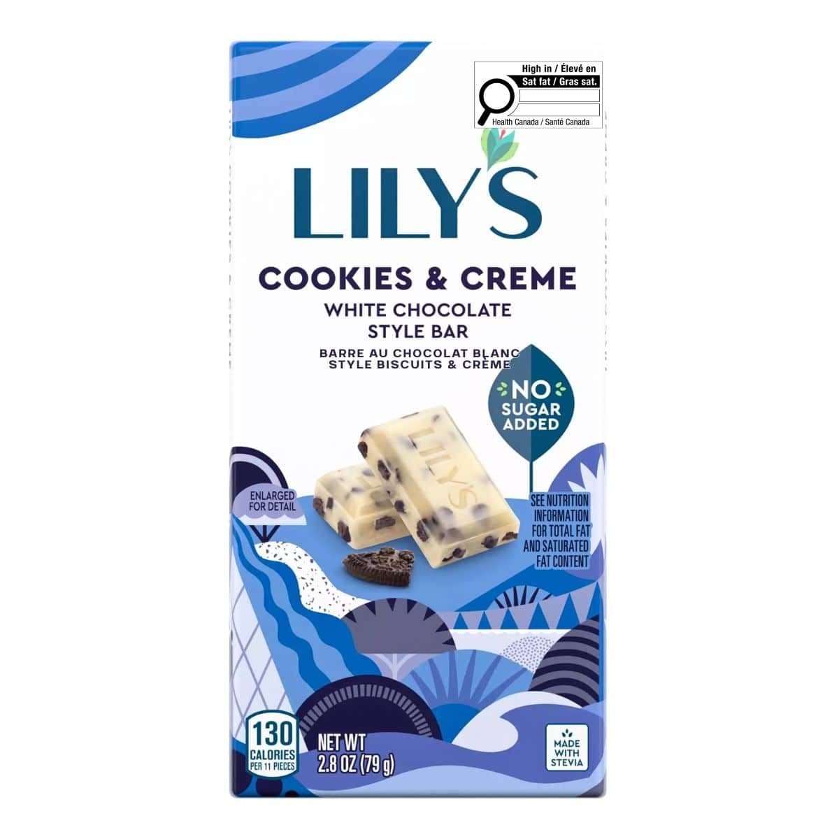 Lily's No Sugar Added Cookies & Creme White Chocolate Style Bar, 79g