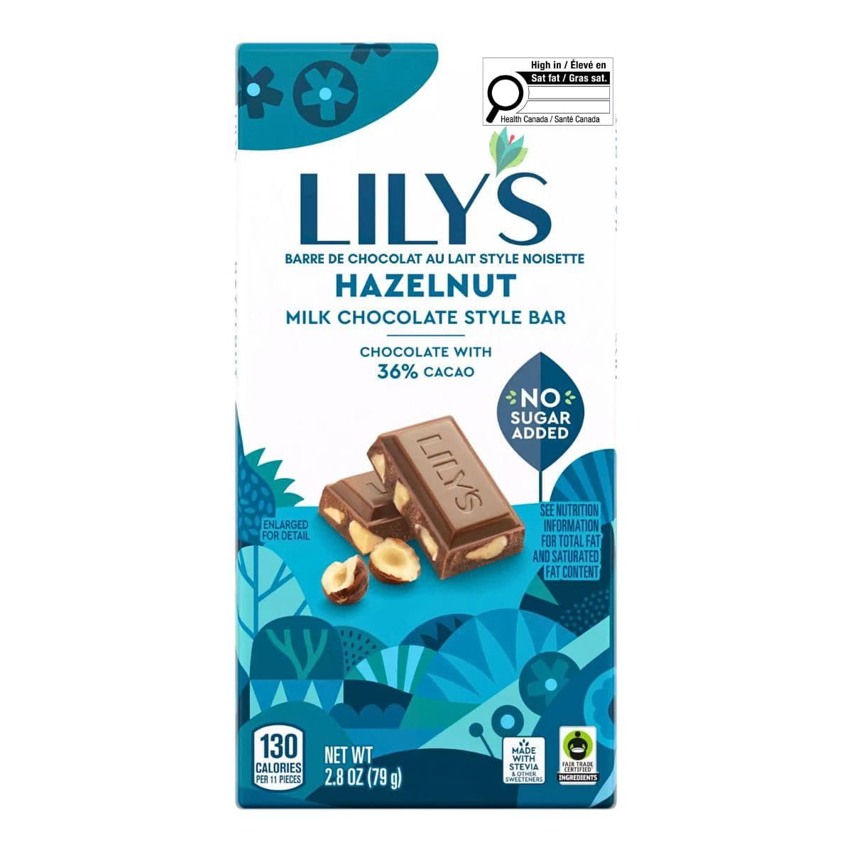 Lily's No Sugar Added Hazelnut Milk Chocolate Style Bar, 79g
