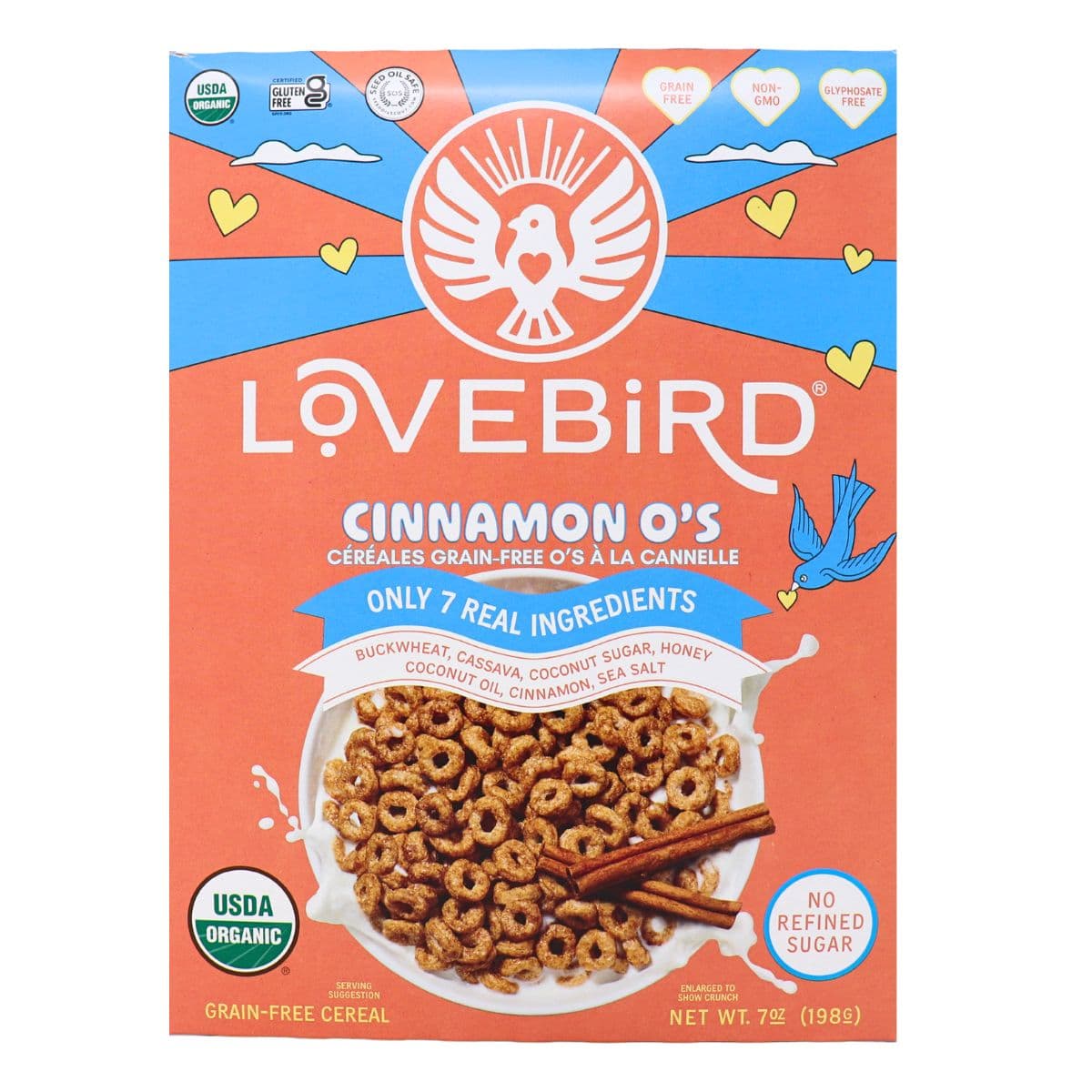 Lovebird Foods Grain-Free O’s Cereal Cinnamon, 198g