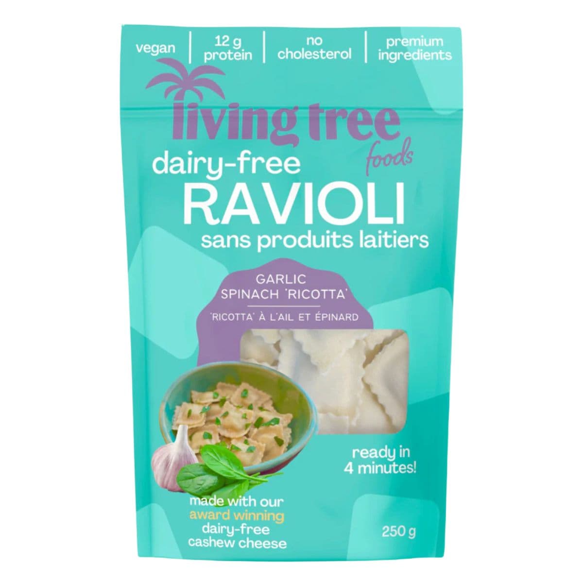 Living Tree Foods Dairy Free Ravioli Garlic Spinach 'Ricotta', 250g