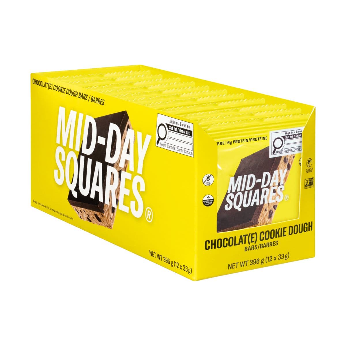 Mid-Day Squares Plant-Based Chocolate Bar Cookie Dough, 12 Pack
