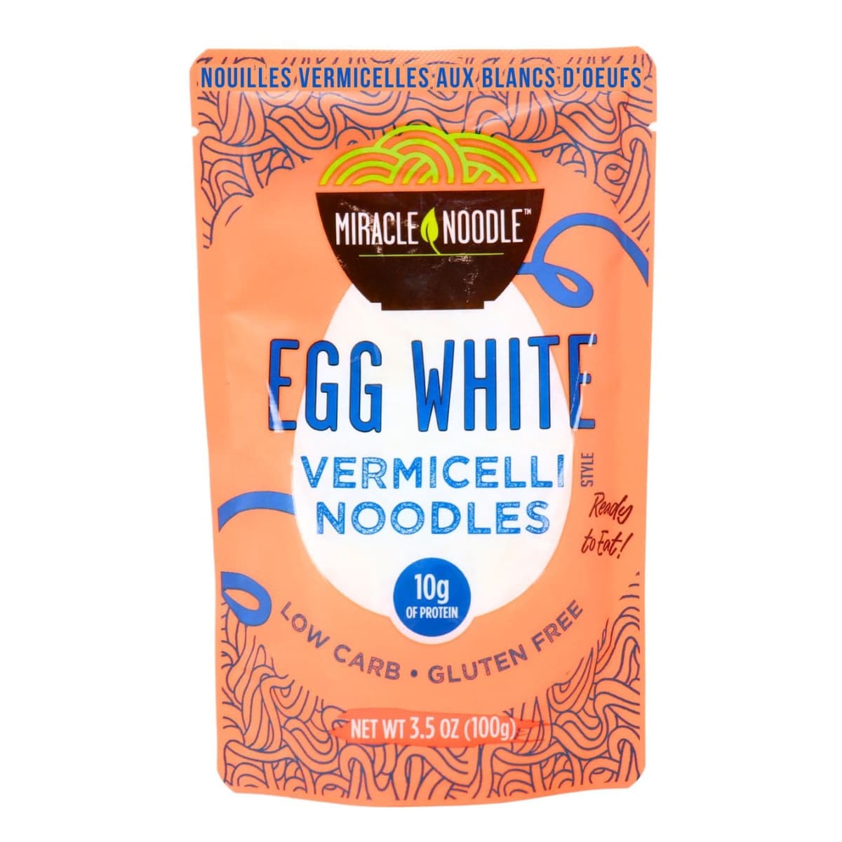 Miracle Noodle Low Carb High Protein Egg White Noodles Vermicelli, 100g