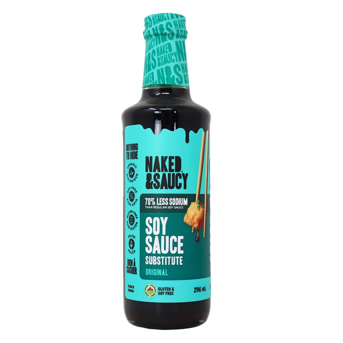 Naked & Saucy Organic Soy Sauce Substitute Less Sodium Lightly Sweet, 296mL