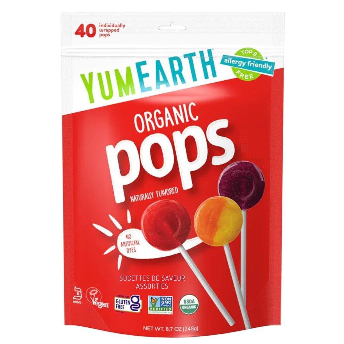 YumEarth Assorted Flavor Lollipops, 248g