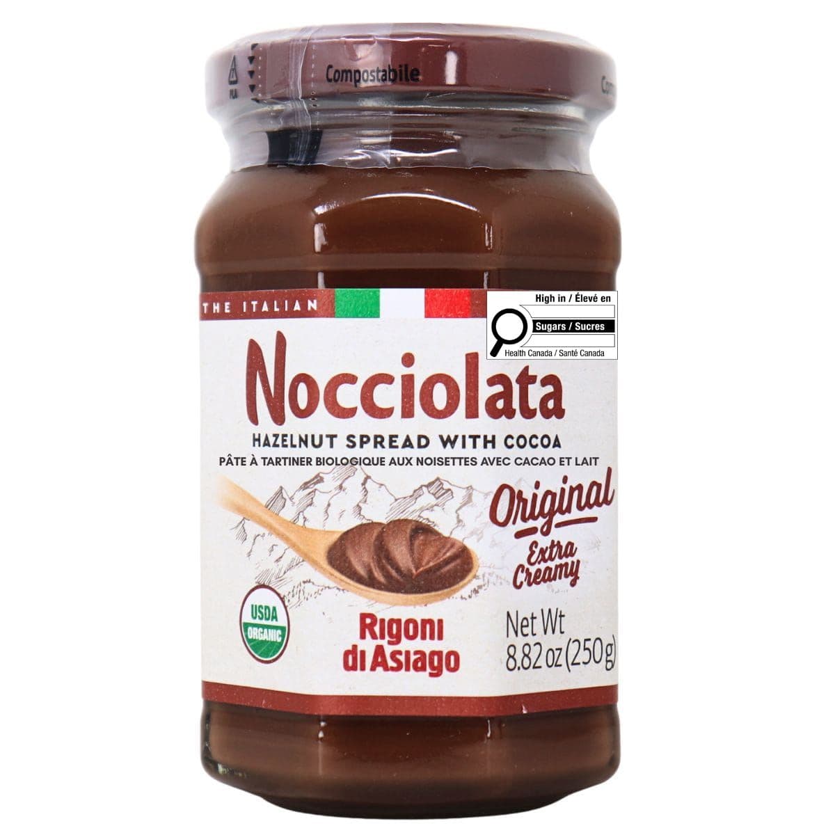 Nocciolata Organic Hazelnut Spread With Cocoa And Milk, 250g