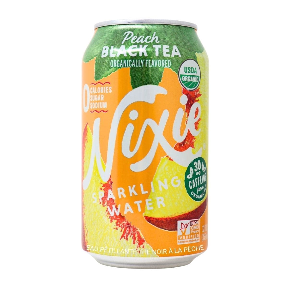 Nixie Organic Sparkling Water Peach Black Tea, 355 mL