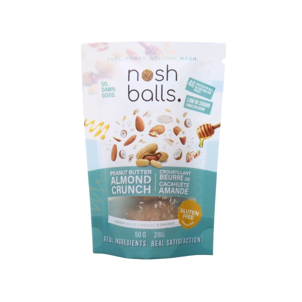 Nosh Balls Grab & Go Energy Balls Peanut Butter Almond Crunch, 2 balls