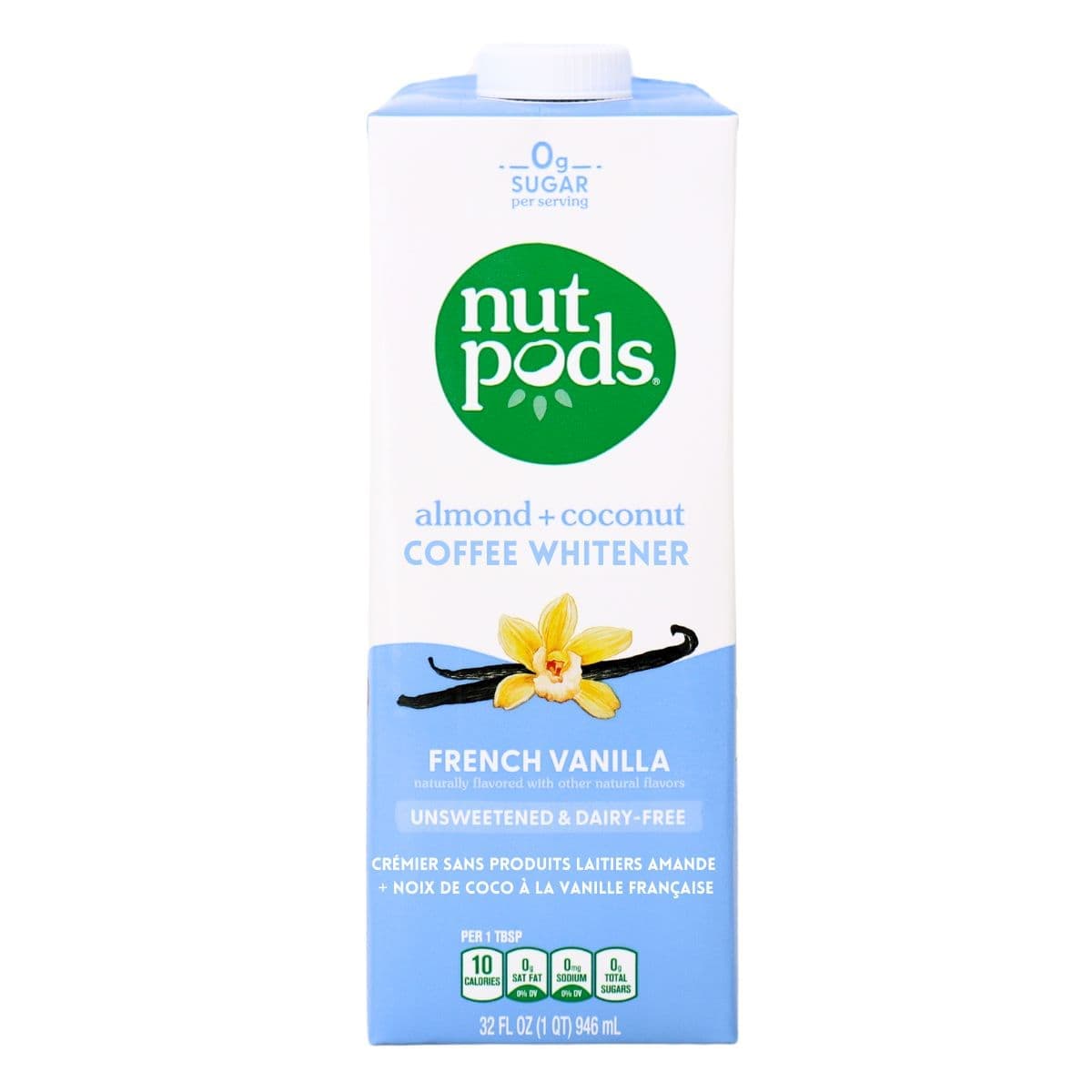 Nutpods Unsweetened & Dairy-Free Almond + Coconut Creamer French Vanilla, 946ml