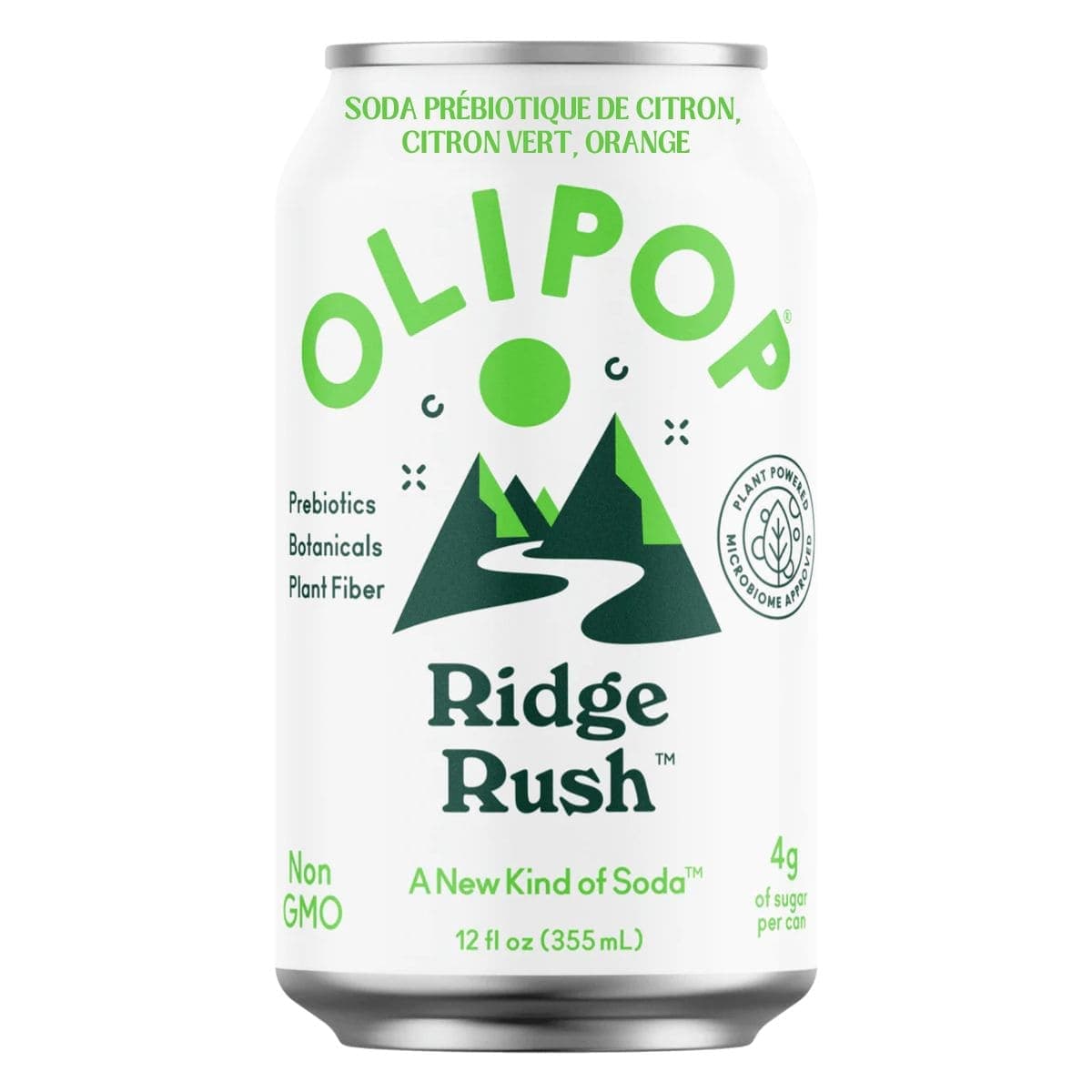 OLIPOP Low Sugar Prebiotic Sparkling Tonic Ridge Rush, 355mL