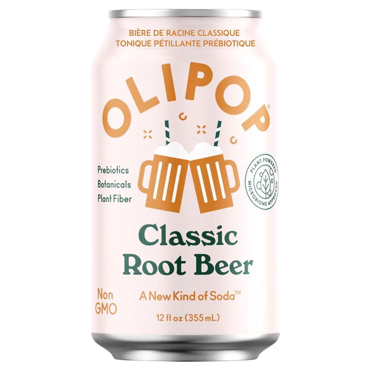 OLIPOP Low Sugar Prebiotic Sparkling Tonic Classic Root Beer, 355mL