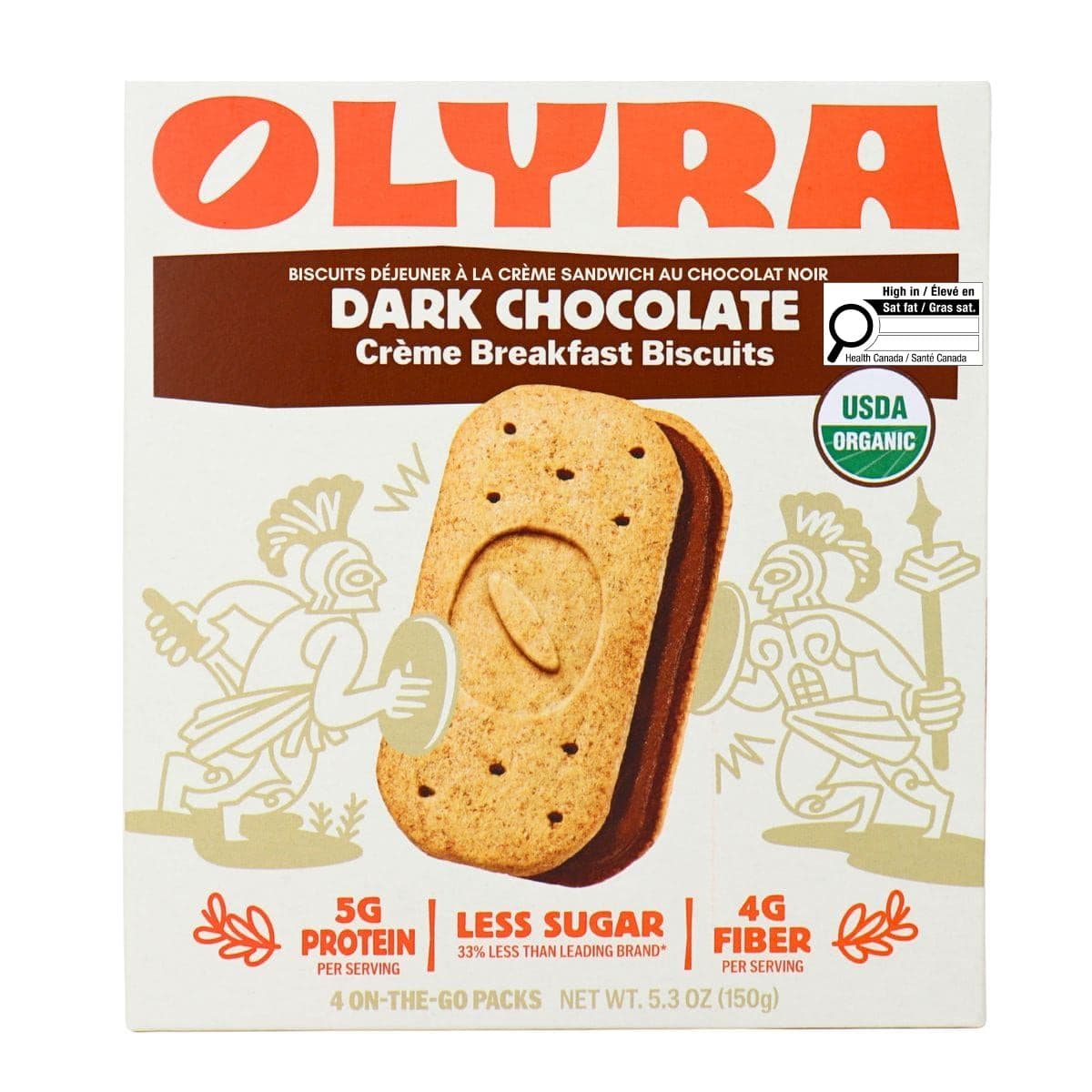Olyra Organic Ancient Grains Crème Breakfast Biscuits Dark Chocolate Sandwich, 4 Packs