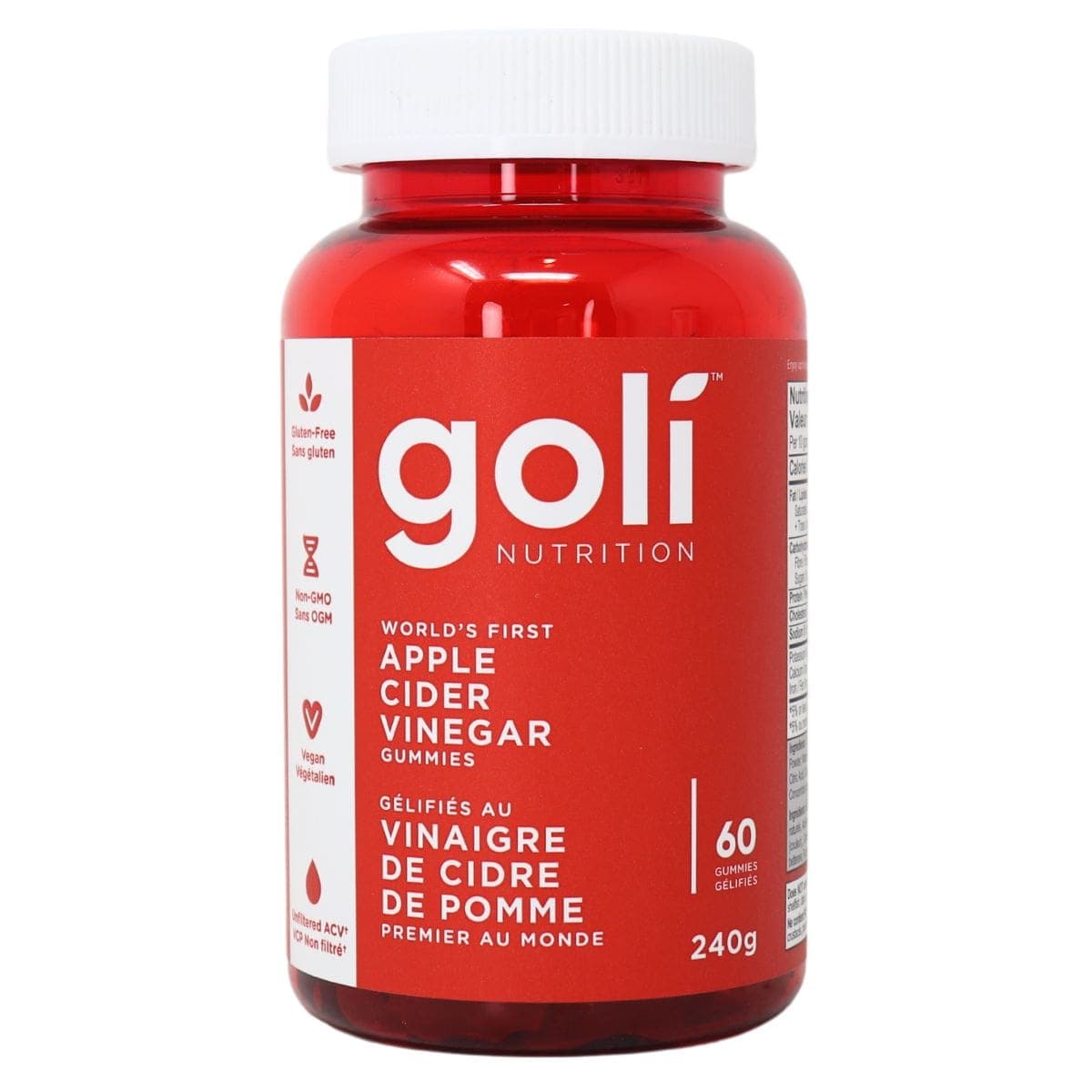 Goli Nutrition Vegan Apple Cider Vinegar Gummies, 60 Gummies