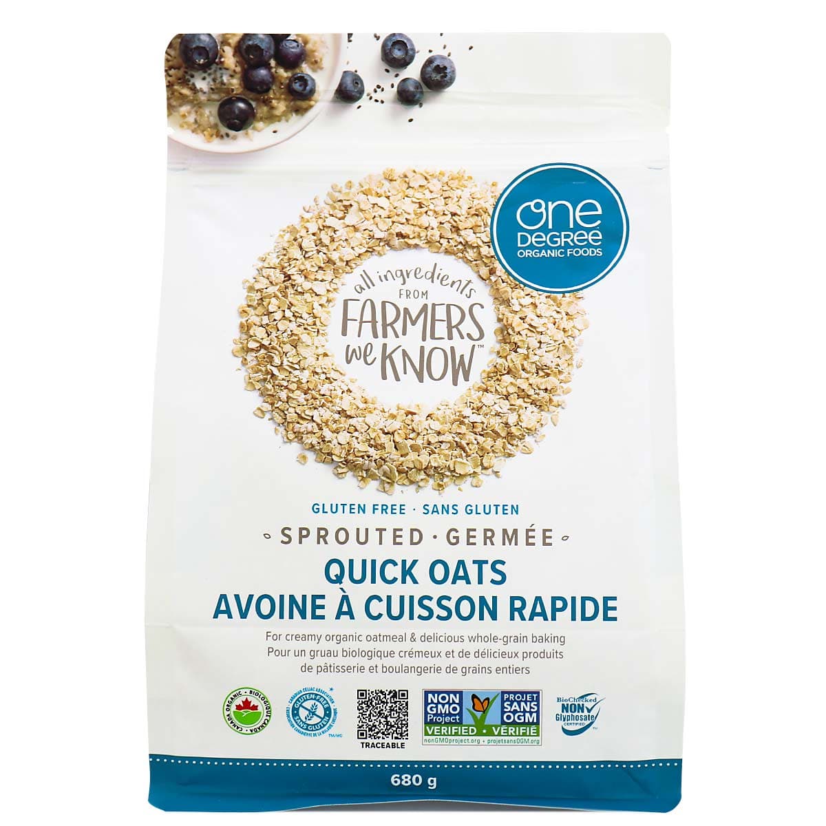 One Degree Organic Foods Gluten-Free Sprouted Quick Oats, 680g