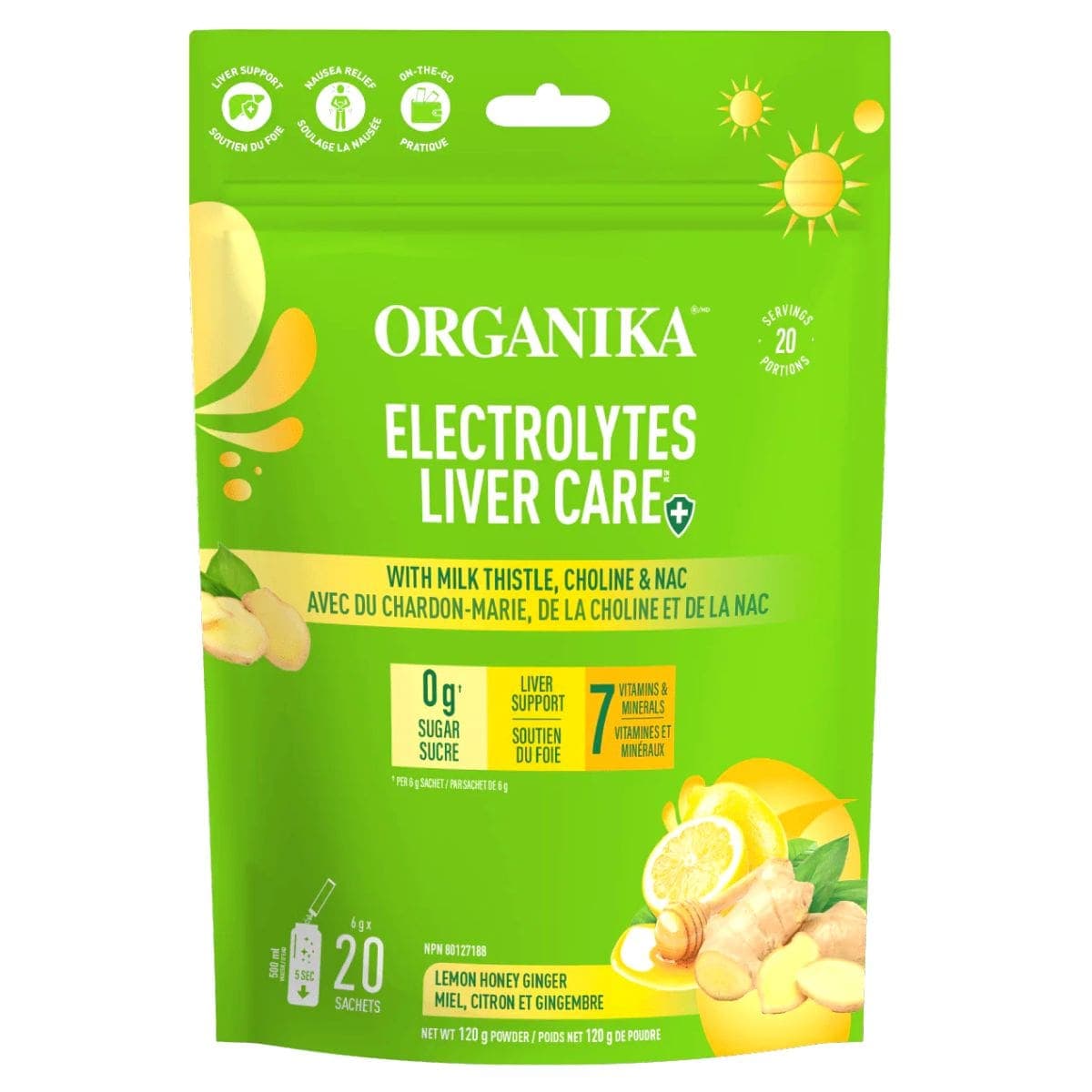 Organika Sugar-Free Electrolytes Liver Care With Milk Thistle, Choline & NAC, 20 Sachets