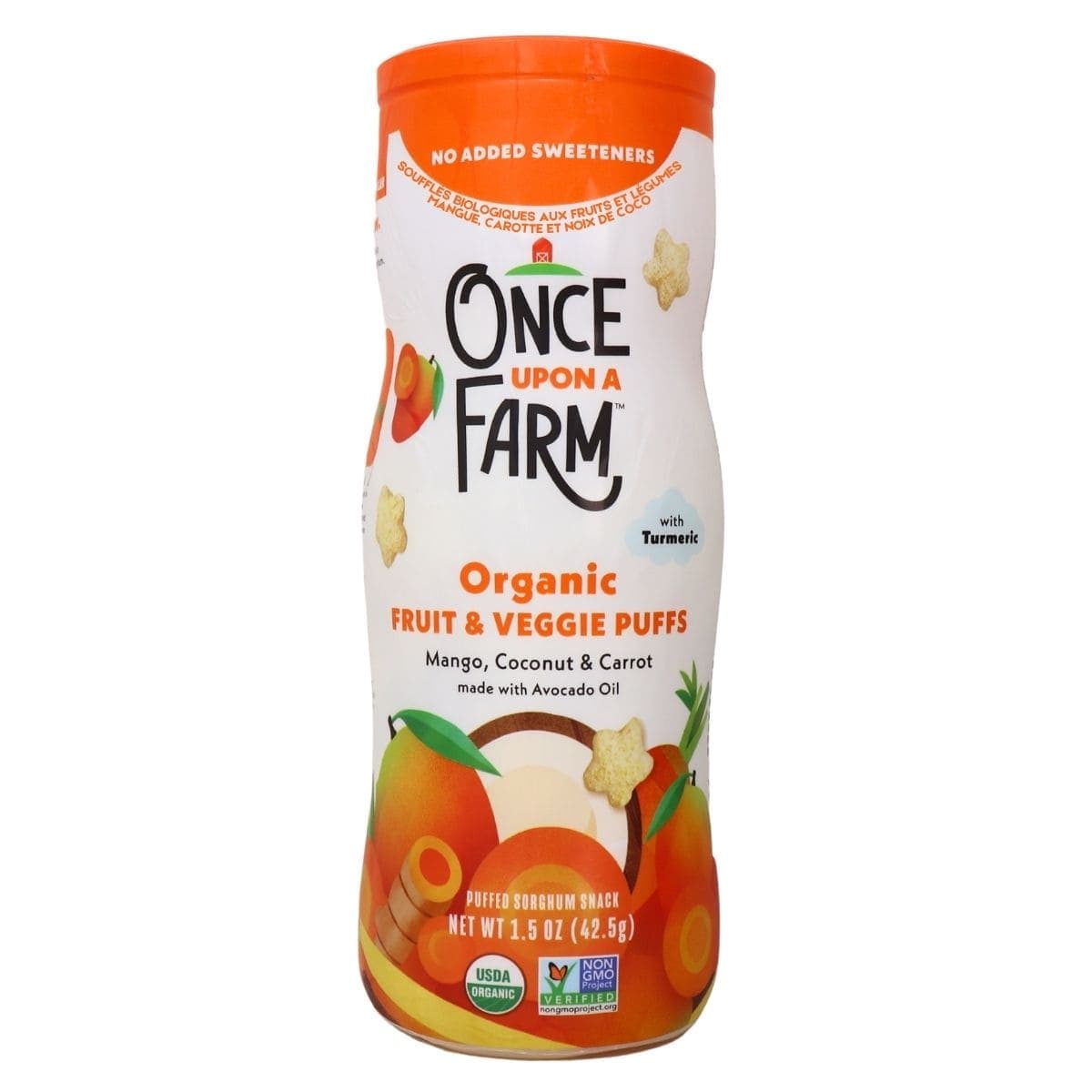 Once Upon a Farm Organic Fruit & Veggie Puffs Mango, Coconut & Carrot, 42.5 g