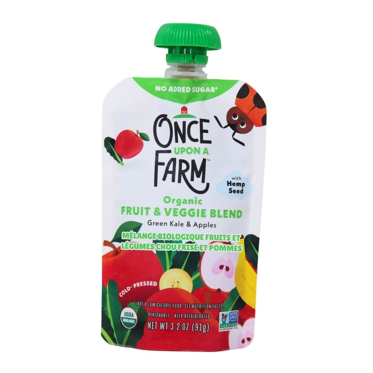 Once Upon a Farm Organic Fruit & Veggie Blend Green Kale & Apples, 91 g