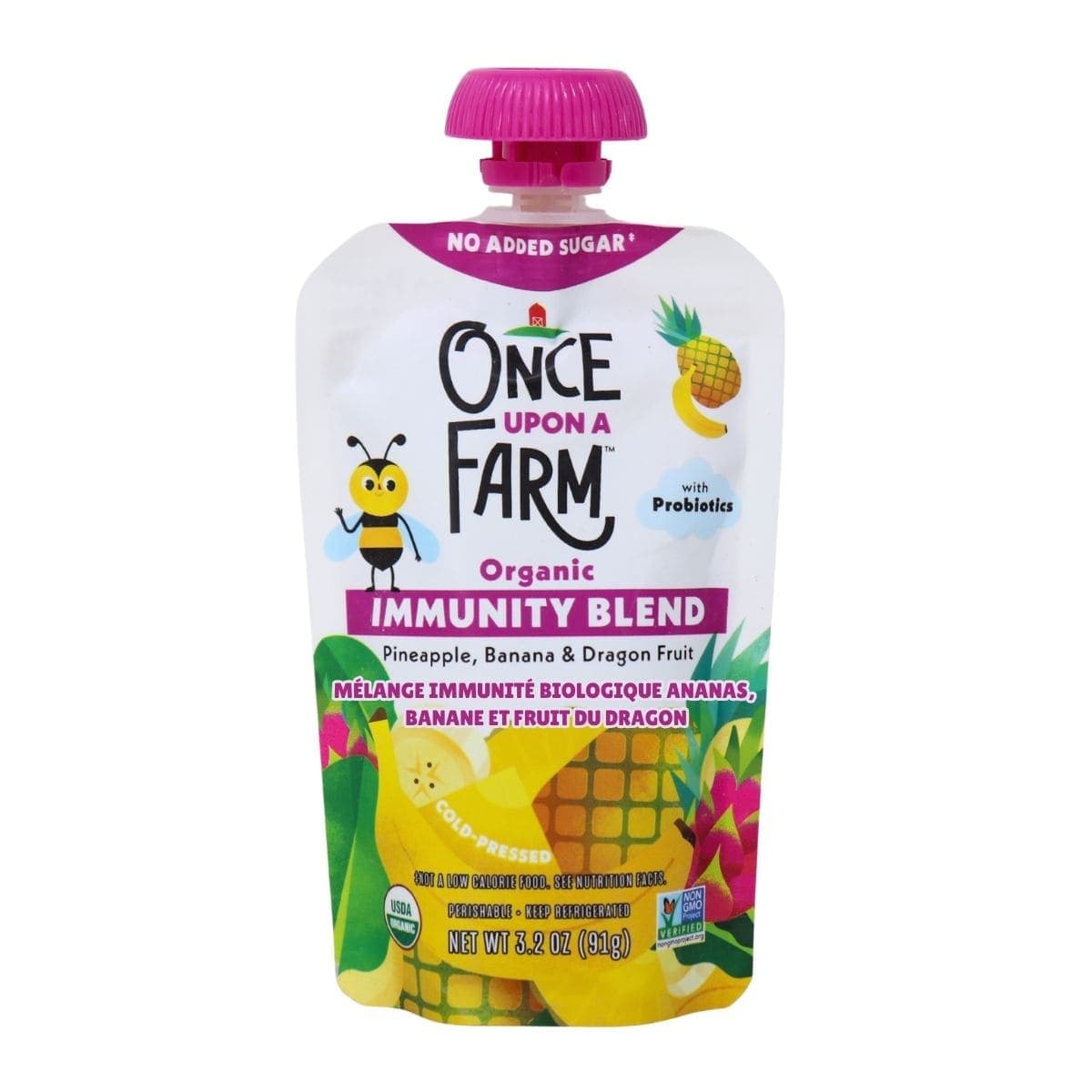 Once Upon a Farm Organic Immunity Blend Pineapple, Banana & Dragon Fruit, 91 g