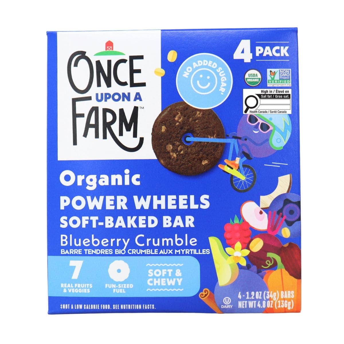 Once Upon A Farm Power Wheels Organic Soft-Baked Bars Blueberry Crumble, 4 Bars