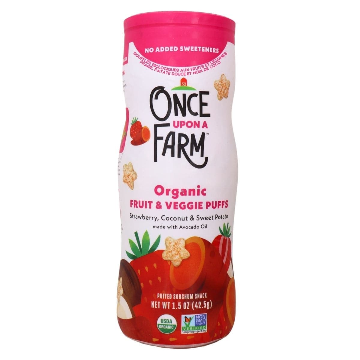 Once Upon a Farm Organic Fruit & Veggie Puffs Strawberry, Coconut & Sweet Potato, 42.5 g