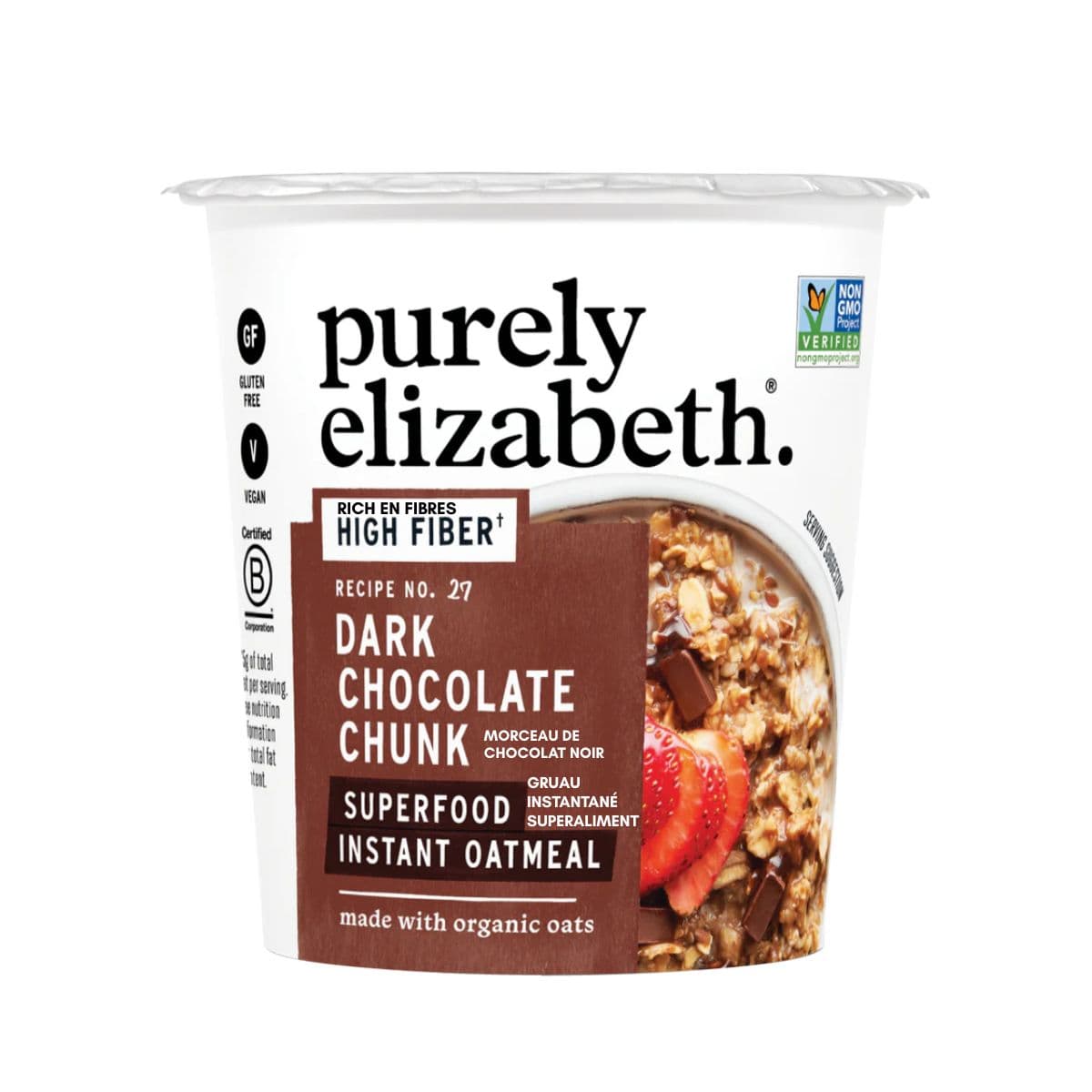 Purely Elizabeth Gluten-Free Instant Superfood Oatmeal Cup Dark Chocolate Chunk, 50 g