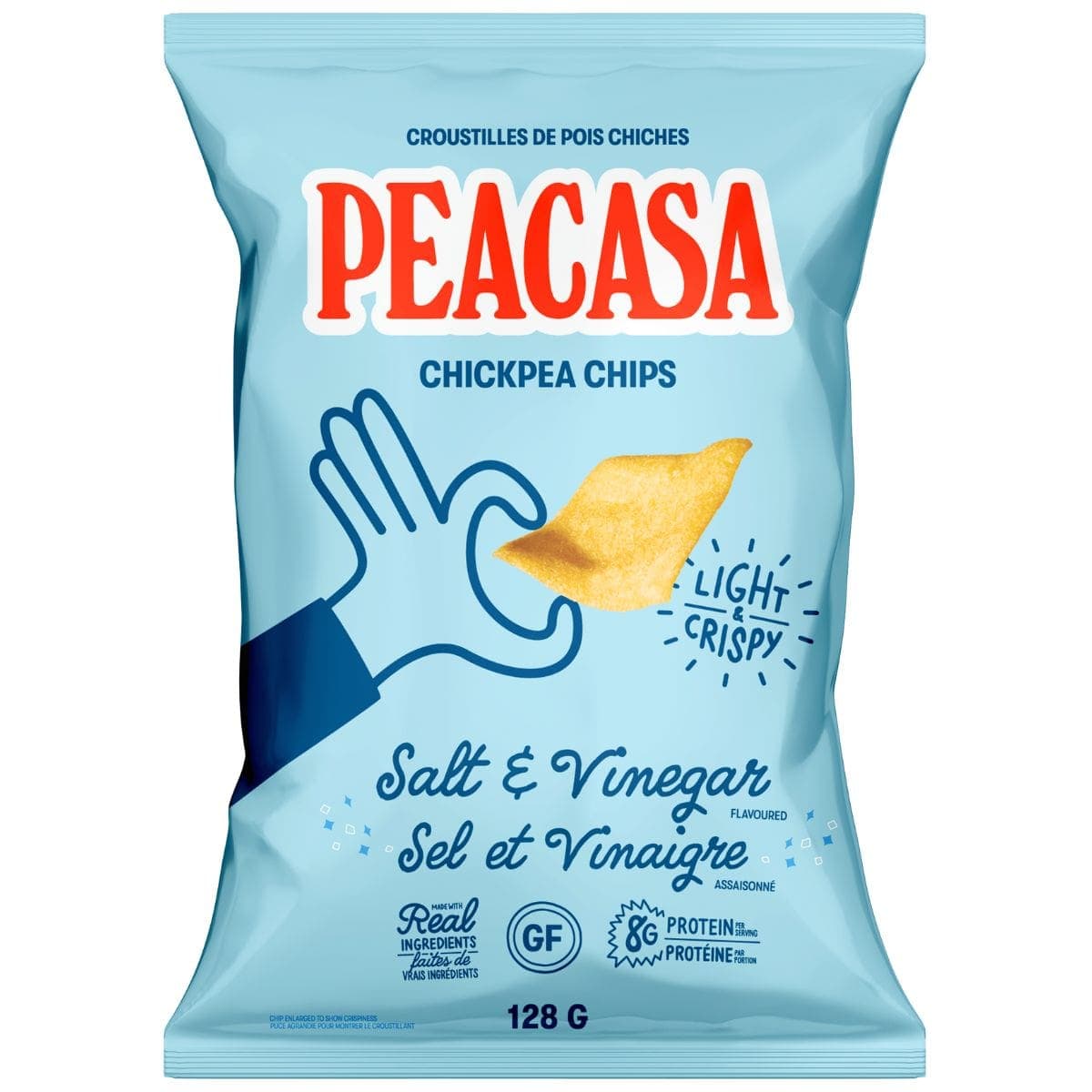 PEACASA High Protein Chickpea Chips Salt & Vinegar, 128g